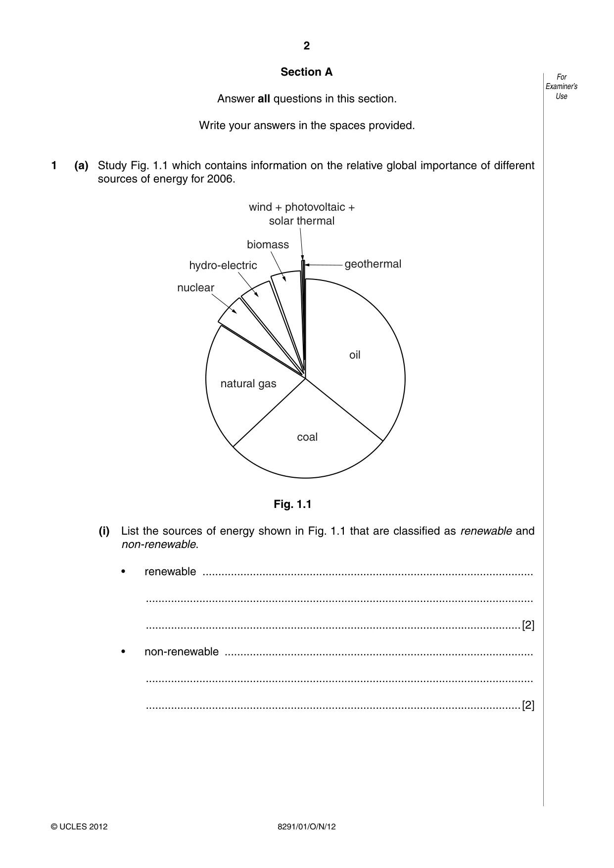 Cambridge A Level Environmental Management (AS only) 8291 2012 Oct/Nov Paper 1 · Variant 1 question paper, page 2 of 12