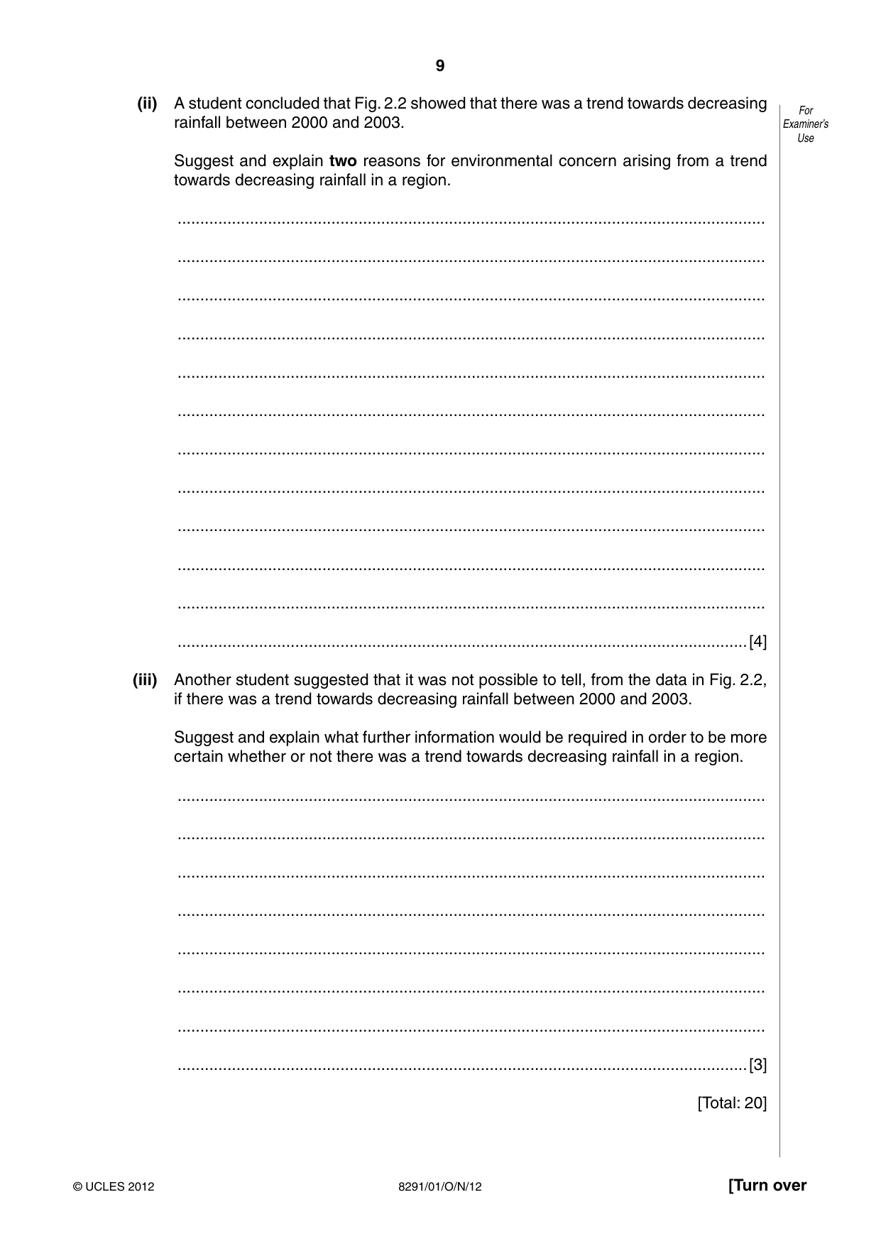 Cambridge A Level Environmental Management (AS only) 8291 2012 Oct/Nov Paper 1 · Variant 1 question paper, page 9 of 12