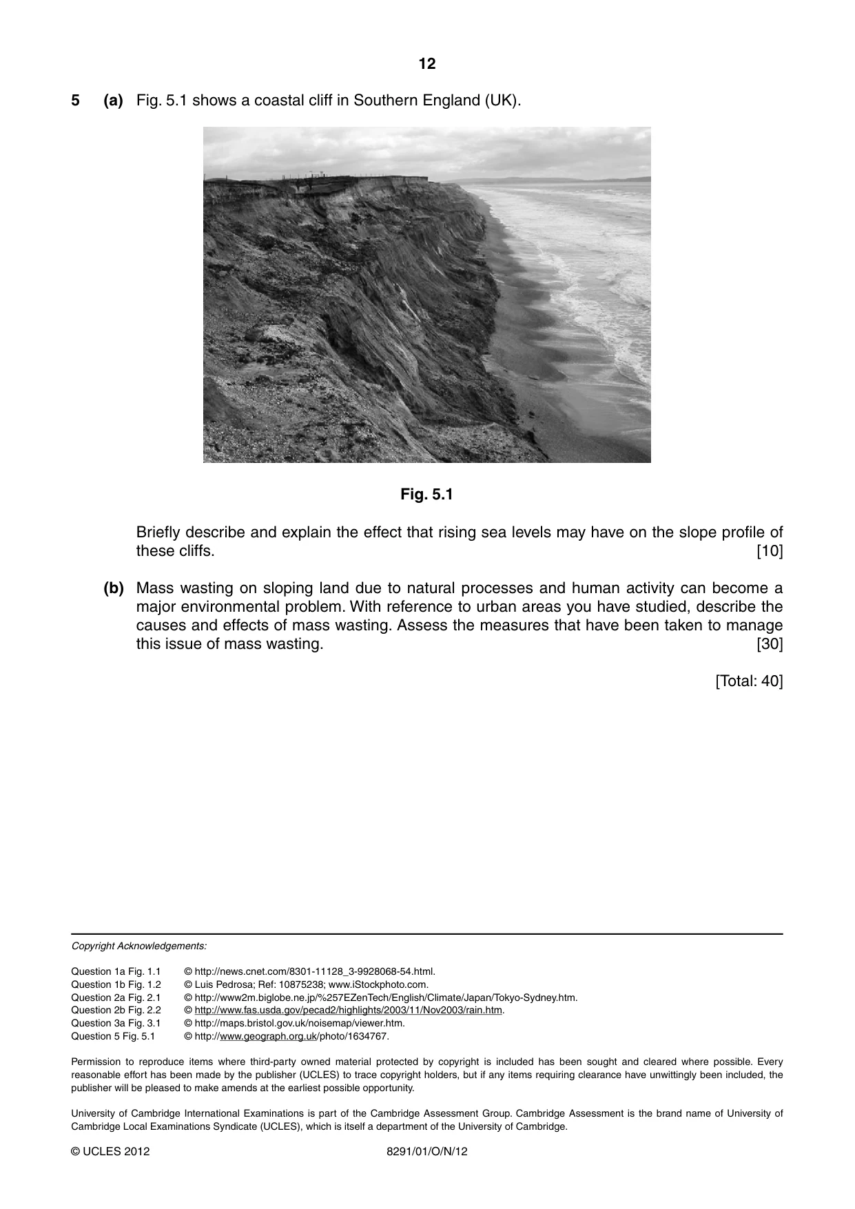 Cambridge A Level Environmental Management (AS only) 8291 2012 Oct/Nov Paper 1 · Variant 1 question paper, page 12 of 12