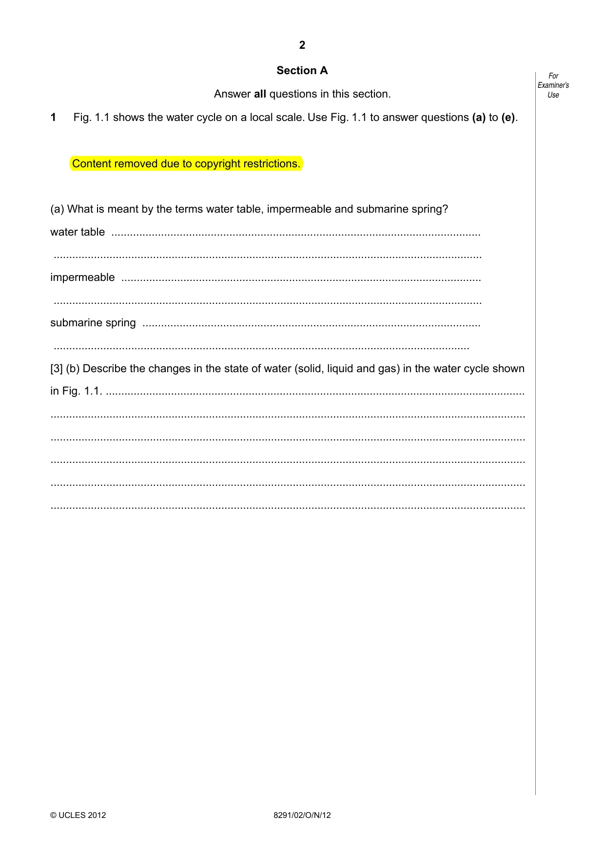 Cambridge A Level Environmental Management (AS only) 8291 2012 Oct/Nov Paper 2 · Variant 1 question paper, page 2 of 11