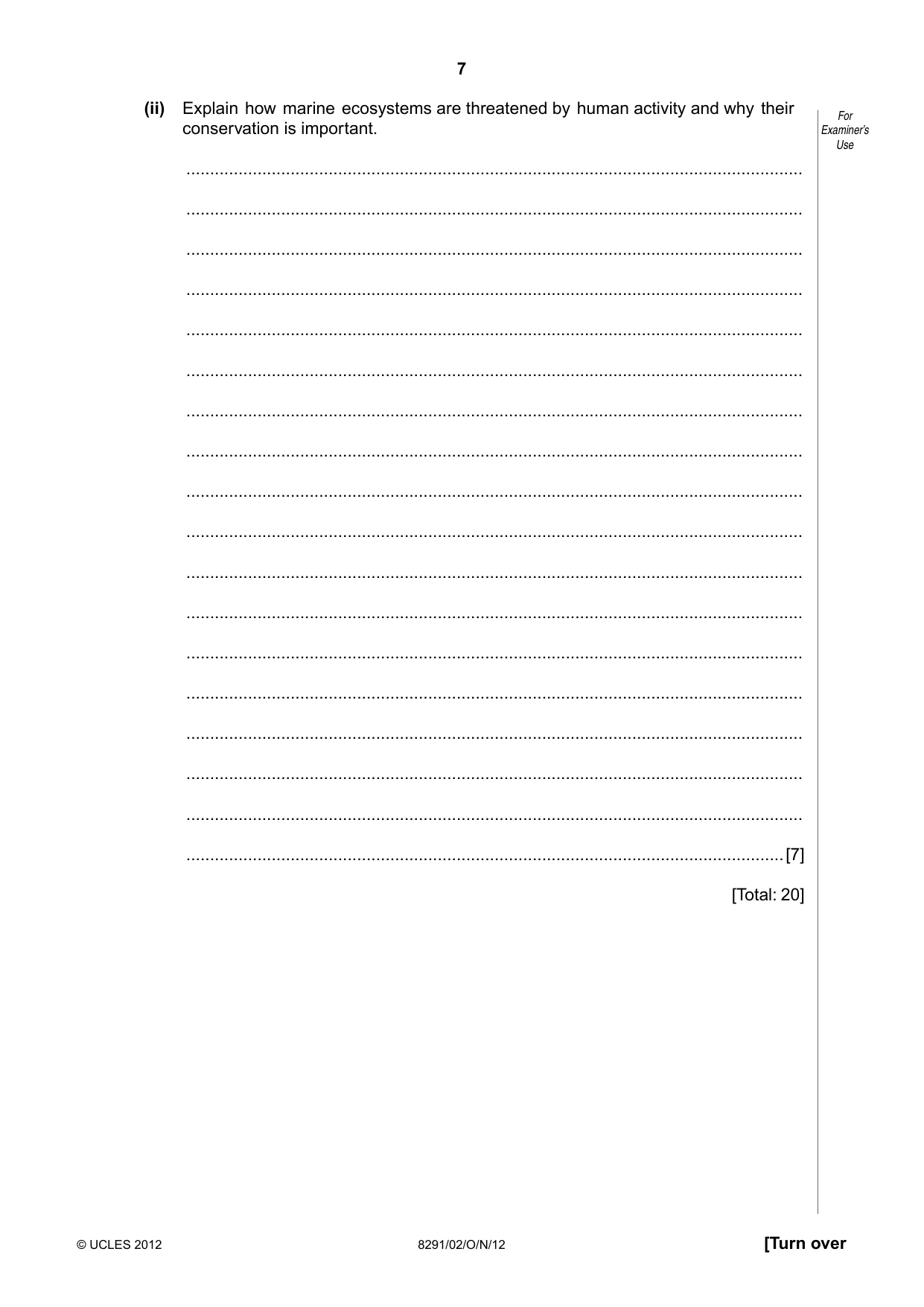 Cambridge A Level Environmental Management (AS only) 8291 2012 Oct/Nov Paper 2 · Variant 1 question paper, page 7 of 11