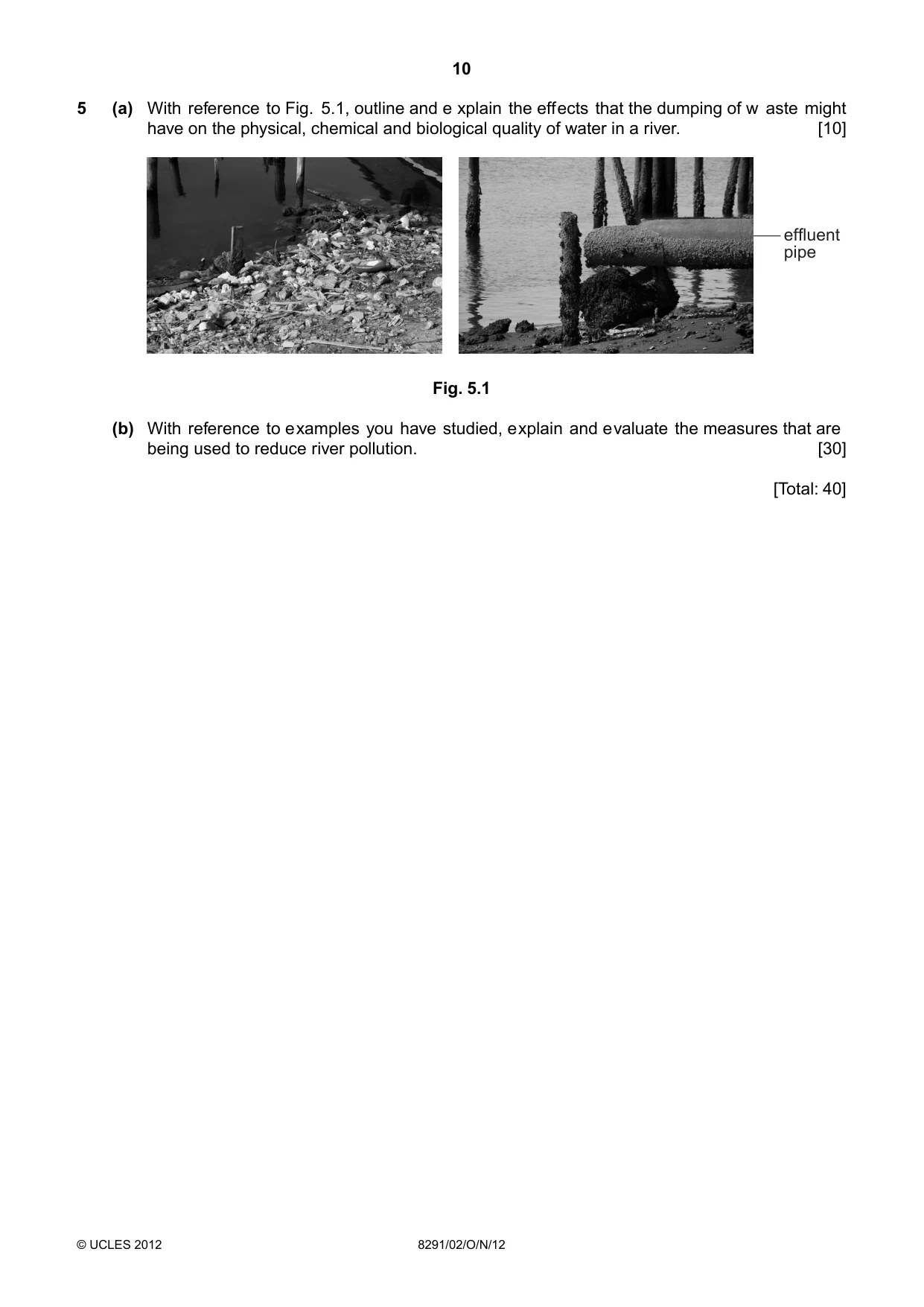 Cambridge A Level Environmental Management (AS only) 8291 2012 Oct/Nov Paper 2 · Variant 1 question paper, page 10 of 11