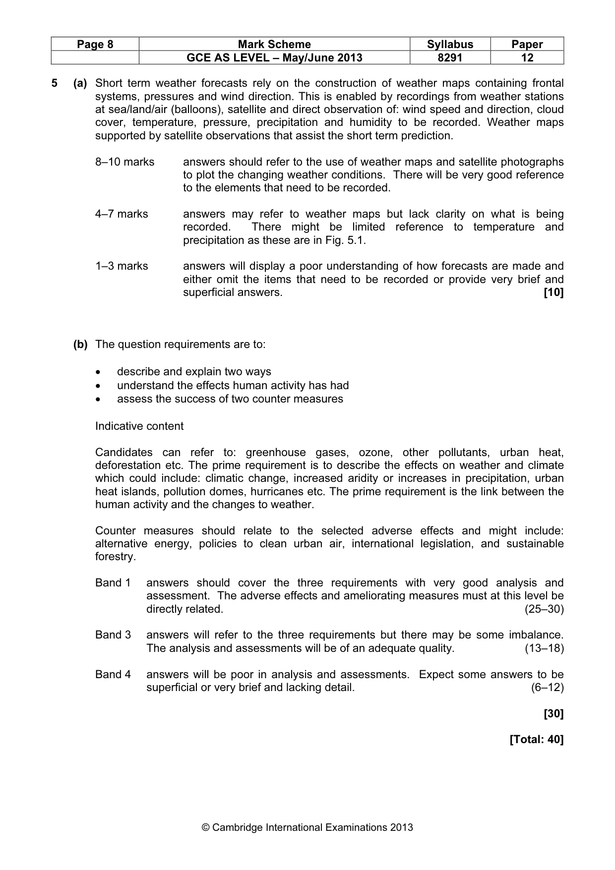 Mark scheme, page 8 of 10