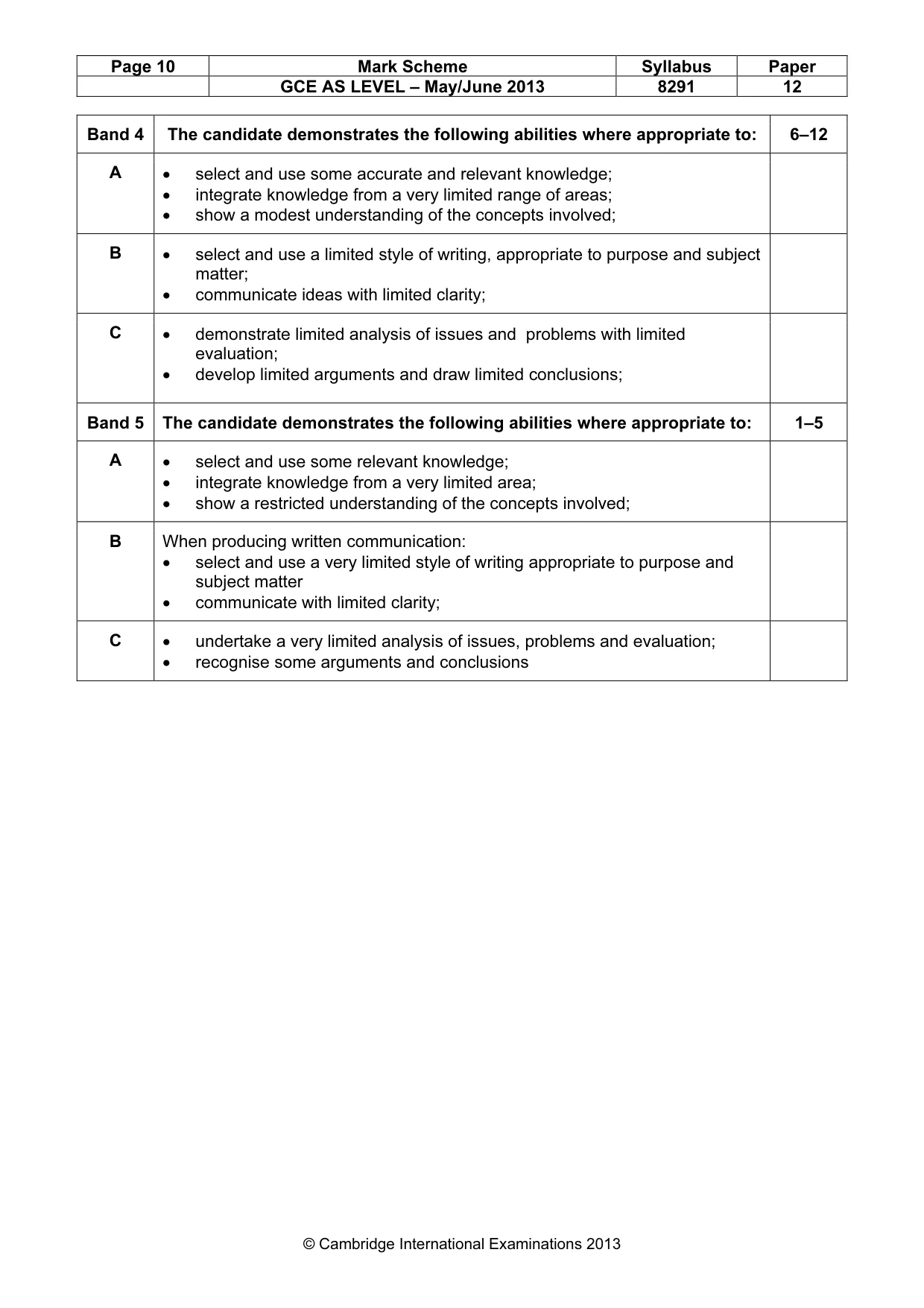 Mark scheme, page 10 of 10