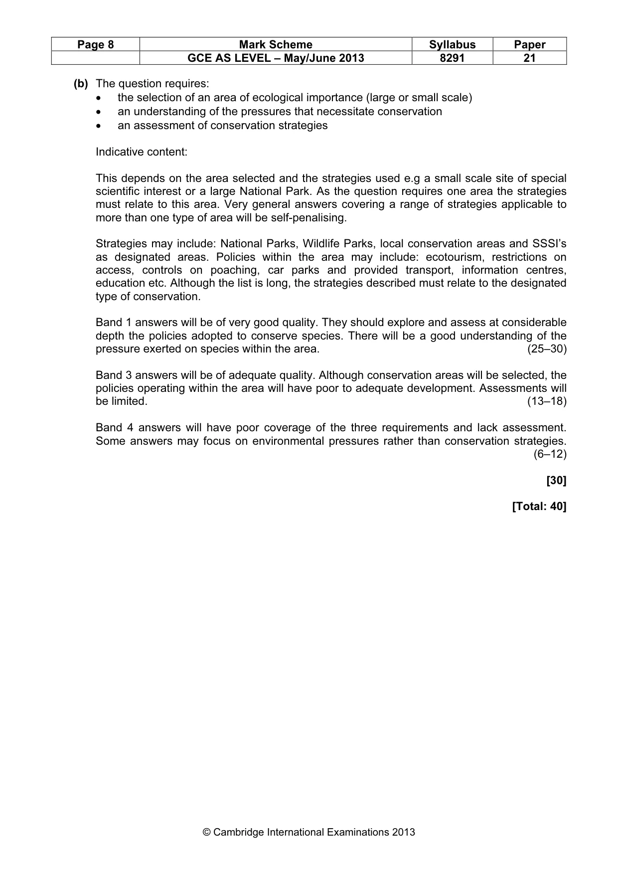 Mark scheme, page 8 of 10