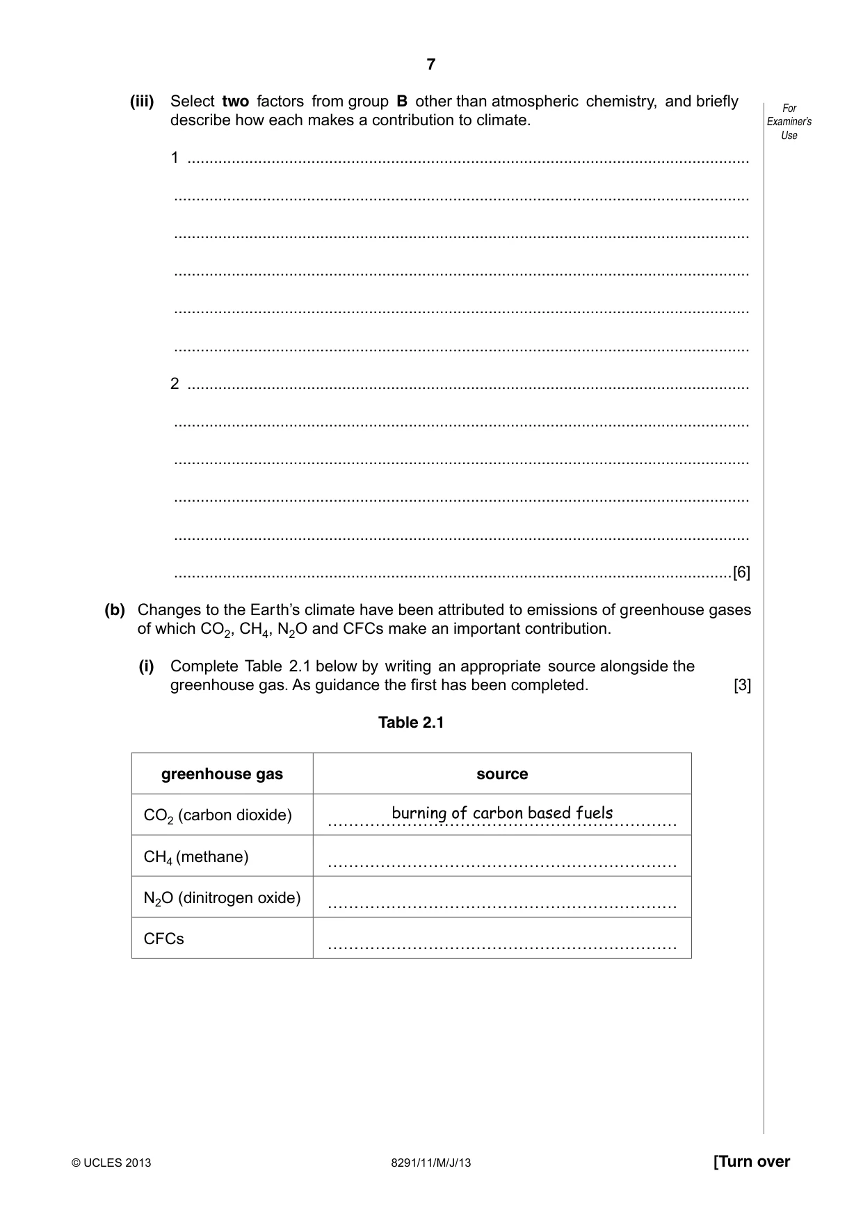 Cambridge A Level Environmental Management (AS only) 8291 2013 May/June Paper 1 · Variant 1 question paper, page 7 of 12