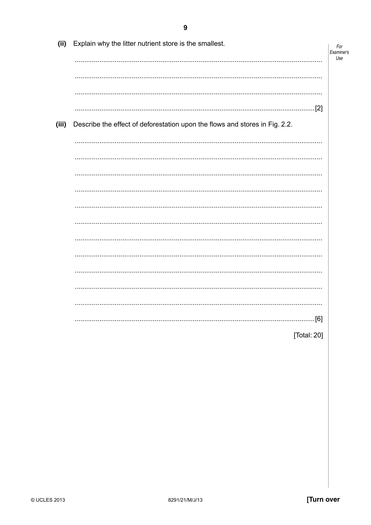 Cambridge A Level Environmental Management (AS only) 8291 2013 May/June Paper 2 · Variant 1 question paper, page 9 of 12