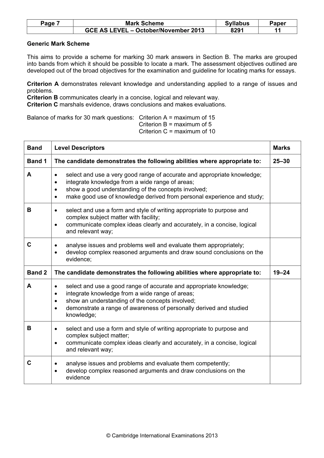 Mark scheme, page 7 of 8