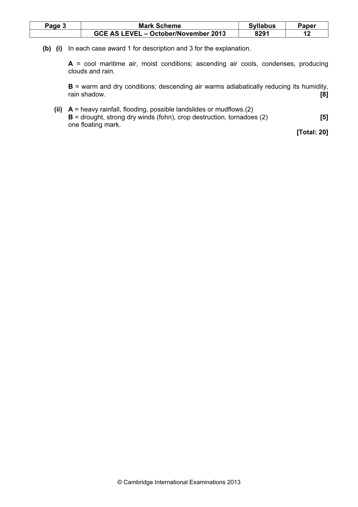 Mark scheme, page 3 of 8