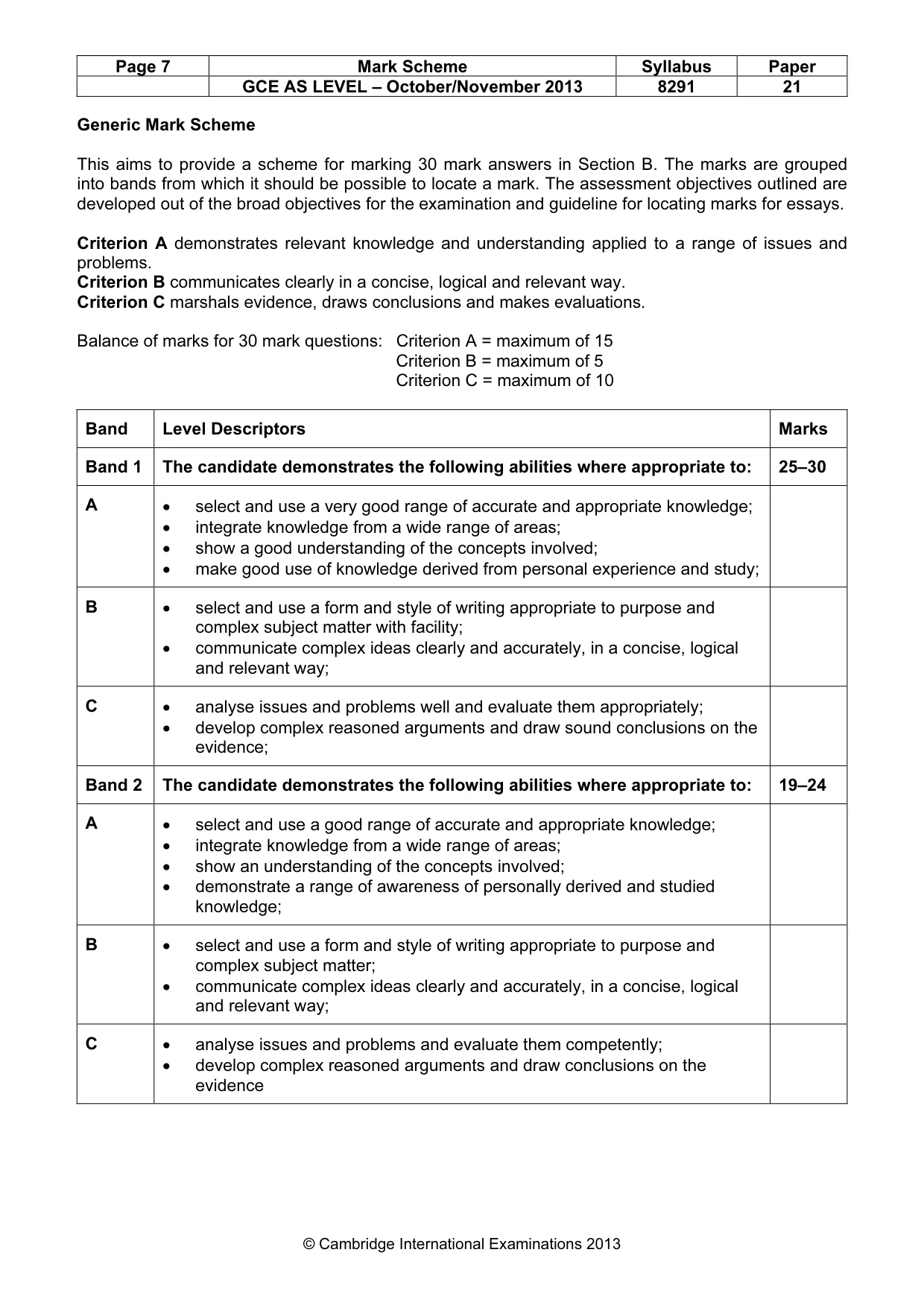 Mark scheme, page 7 of 8