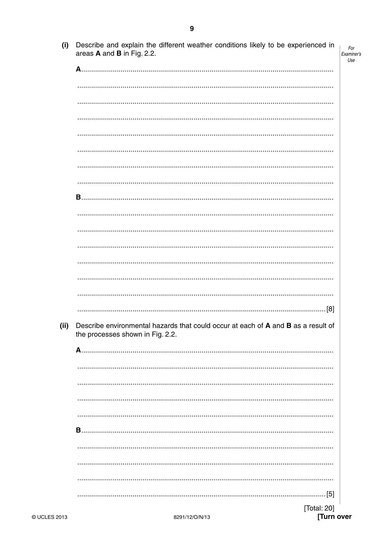Cambridge A Level Environmental Management (AS only) 8291 2013 Oct/Nov Paper 1 · Variant 2 question paper, page 9 of 12