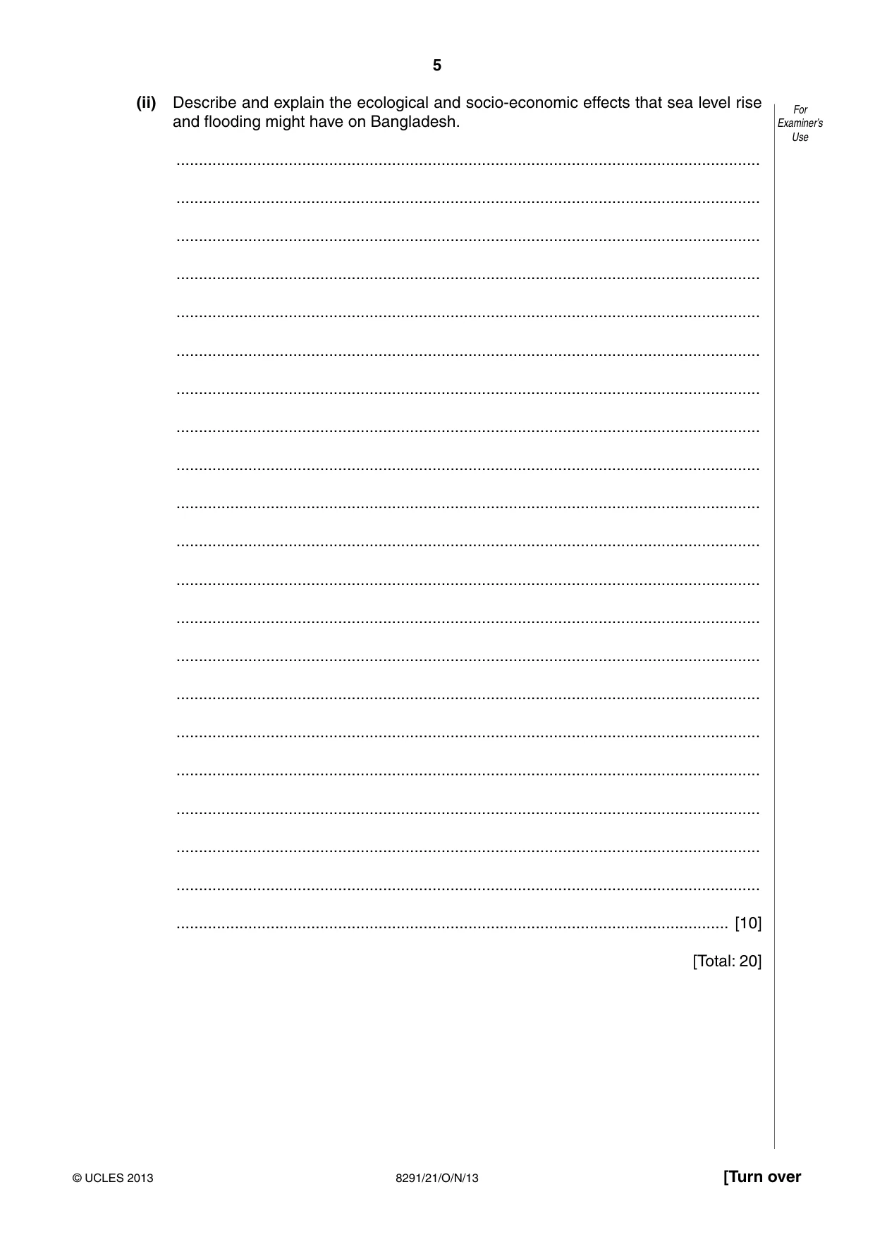 Cambridge A Level Environmental Management (AS only) 8291 2013 Oct/Nov Paper 2 · Variant 1 question paper, page 5 of 12