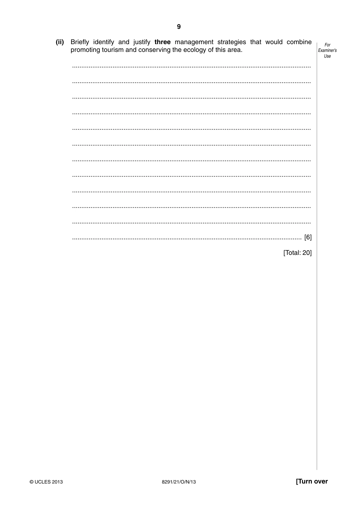 Cambridge A Level Environmental Management (AS only) 8291 2013 Oct/Nov Paper 2 · Variant 1 question paper, page 9 of 12