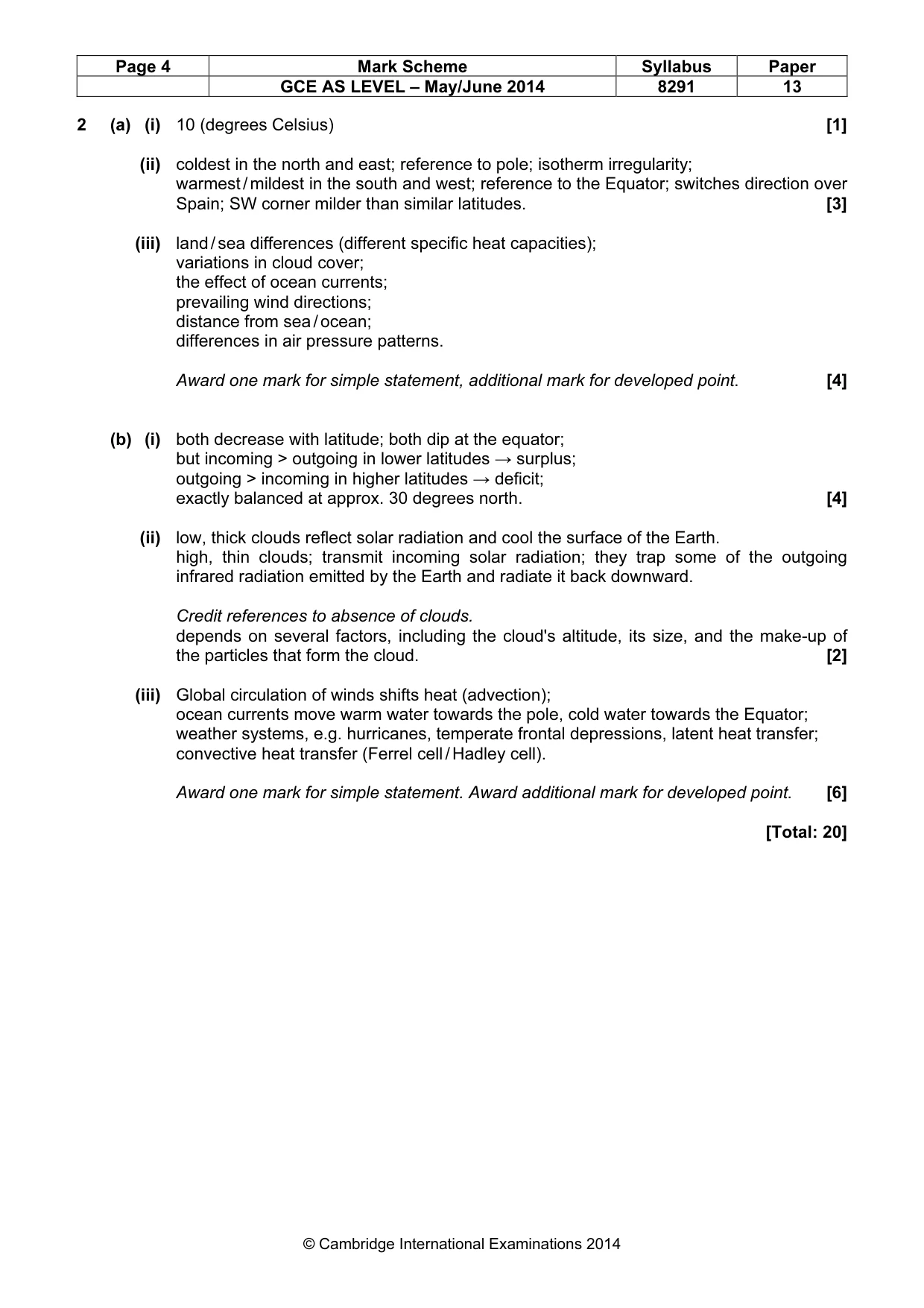 Mark scheme, page 4 of 8