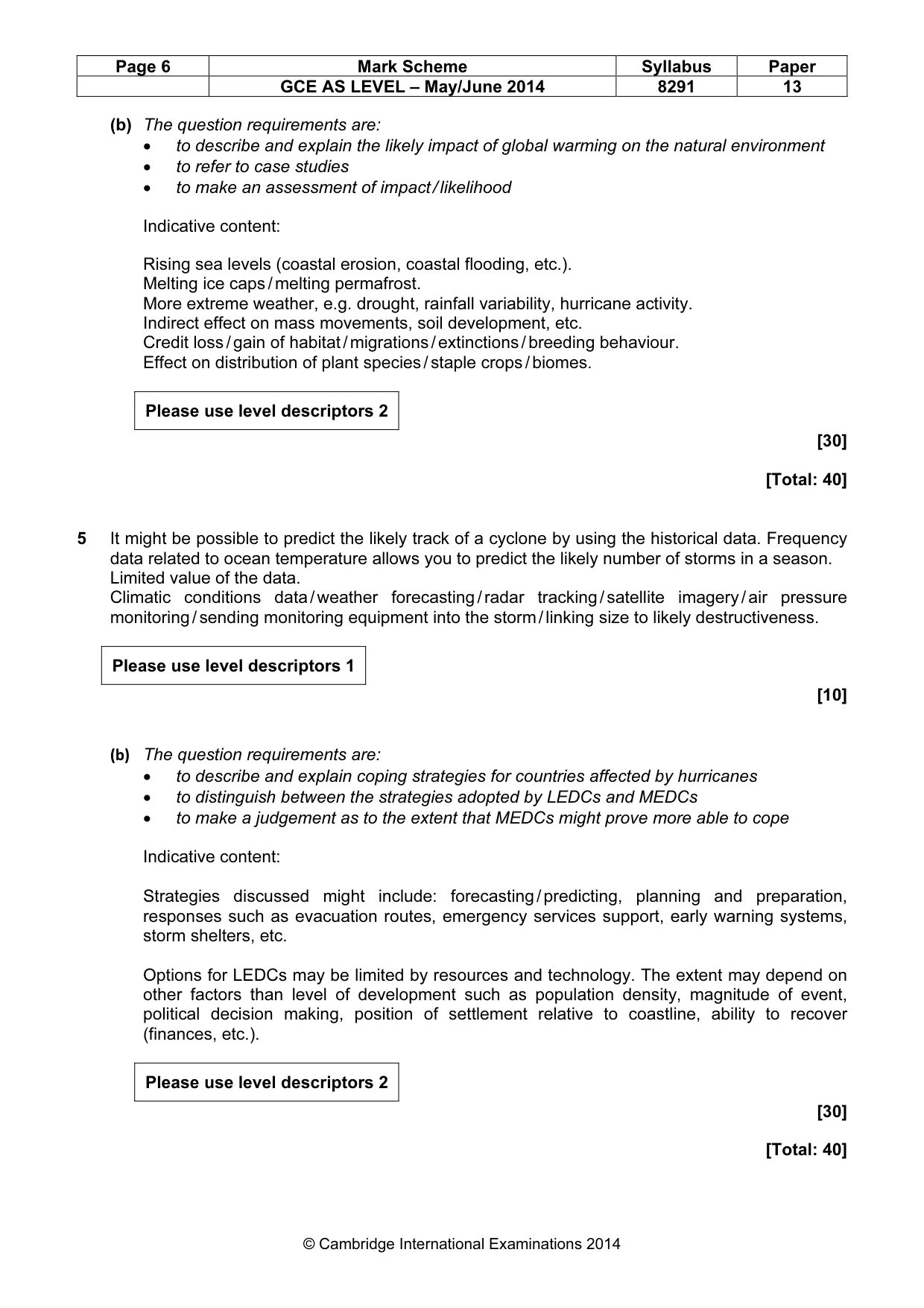 Mark scheme, page 6 of 8