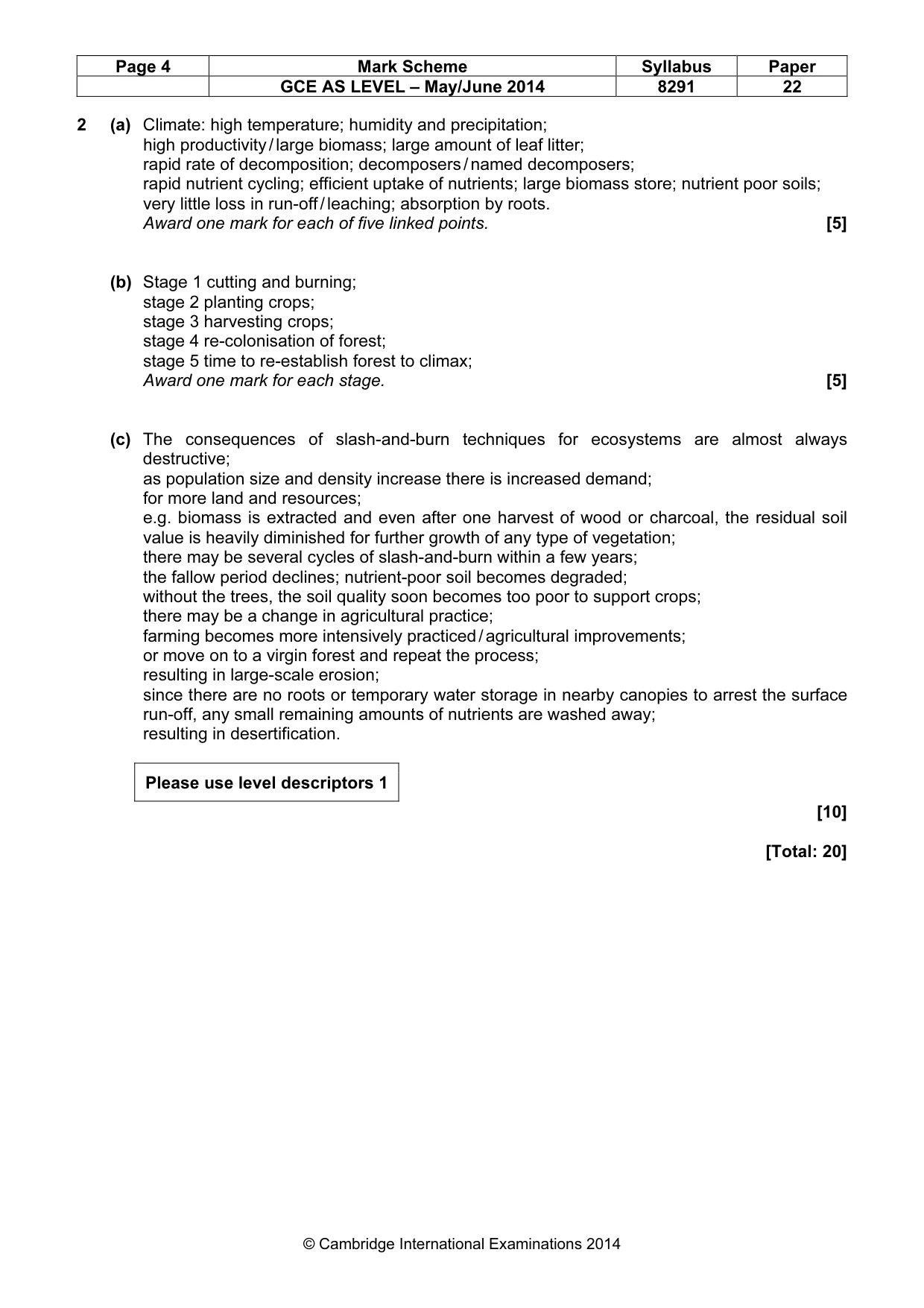 Mark scheme, page 4 of 10
