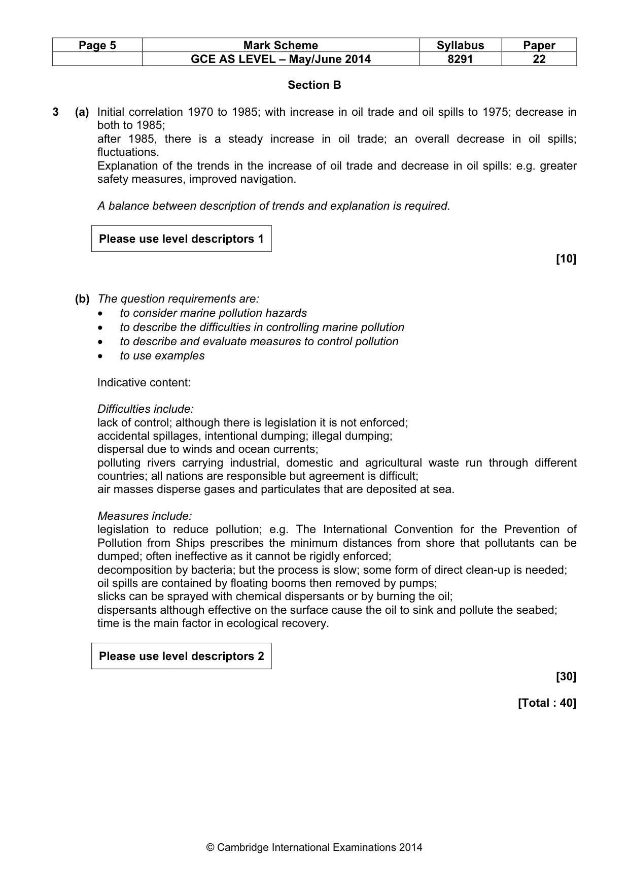 Mark scheme, page 5 of 10