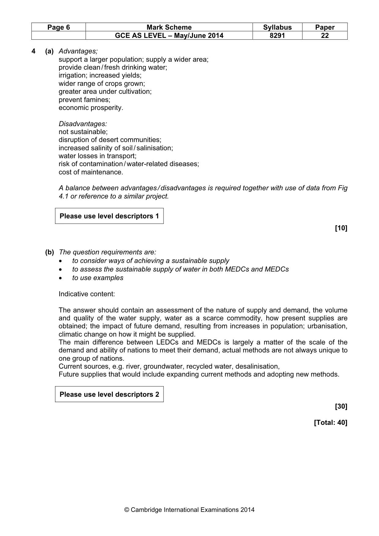 Mark scheme, page 6 of 10