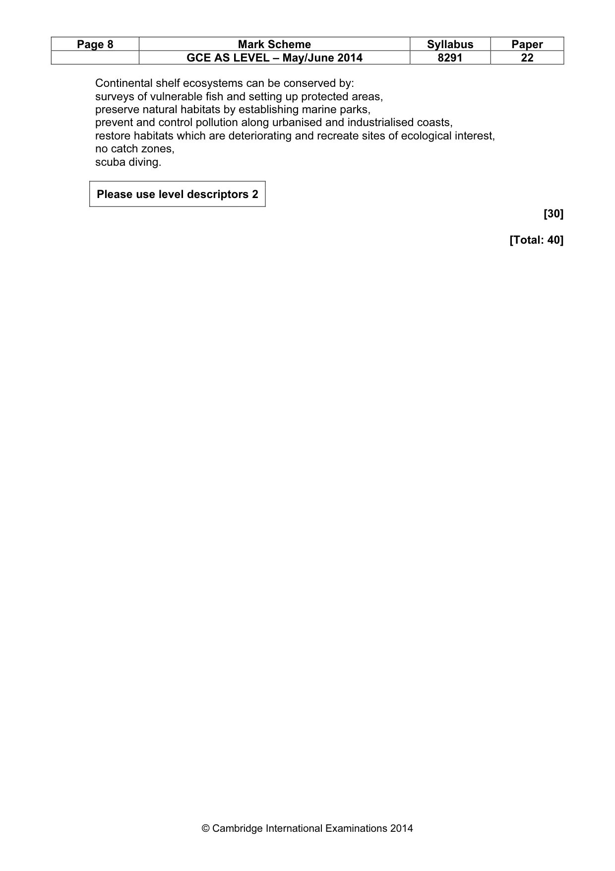 Mark scheme, page 8 of 10