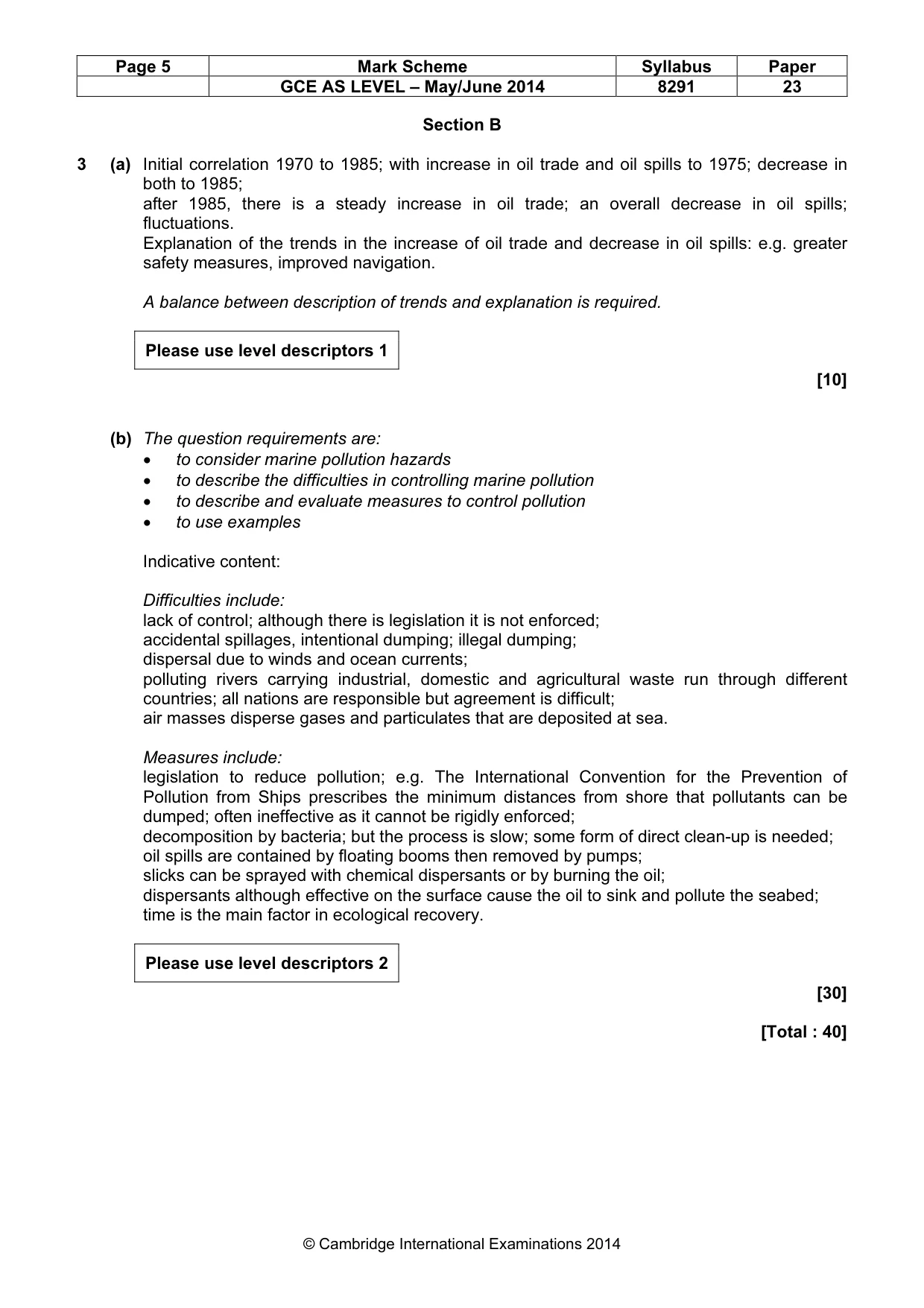 Mark scheme, page 5 of 10