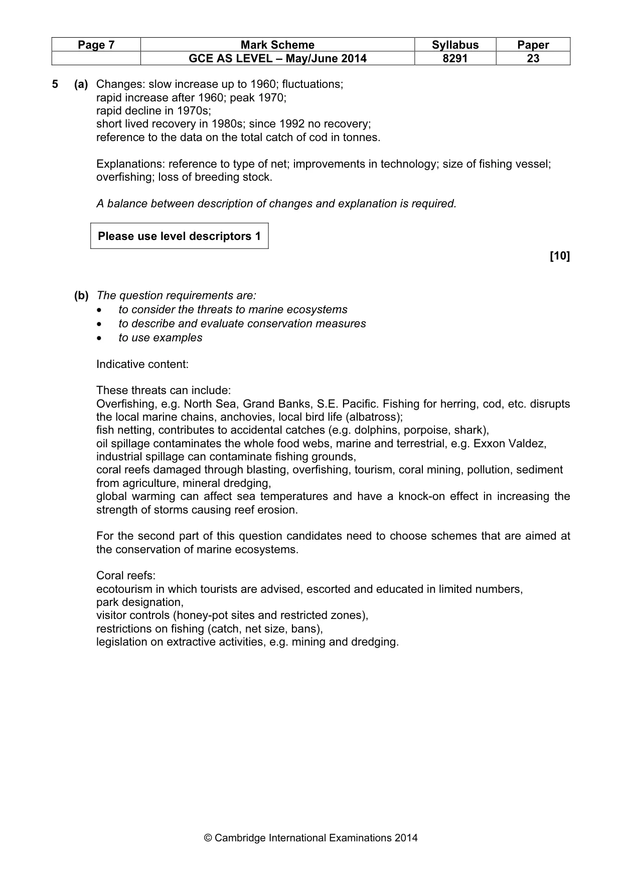 Mark scheme, page 7 of 10