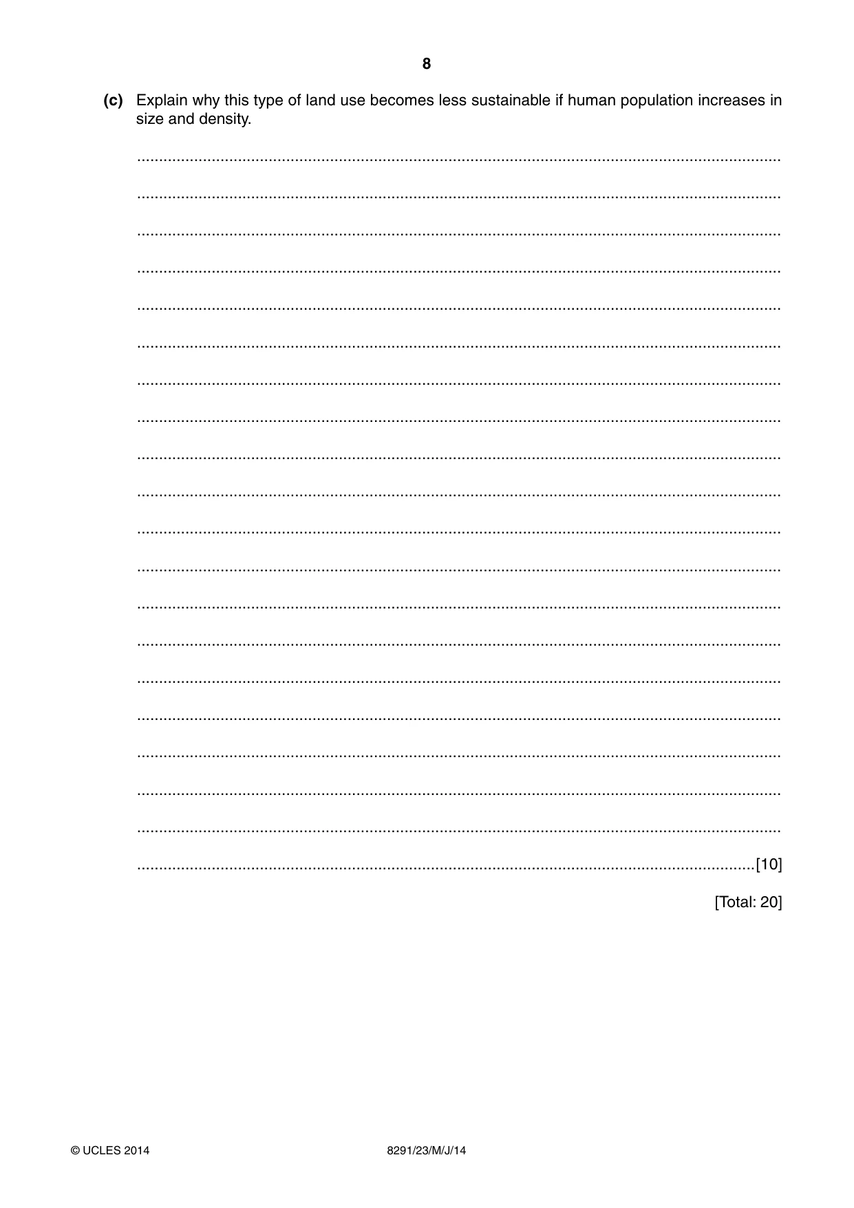 Cambridge A Level Environmental Management (AS only) 8291 2014 May/June Paper 2 · Variant 3 question paper, page 8 of 12