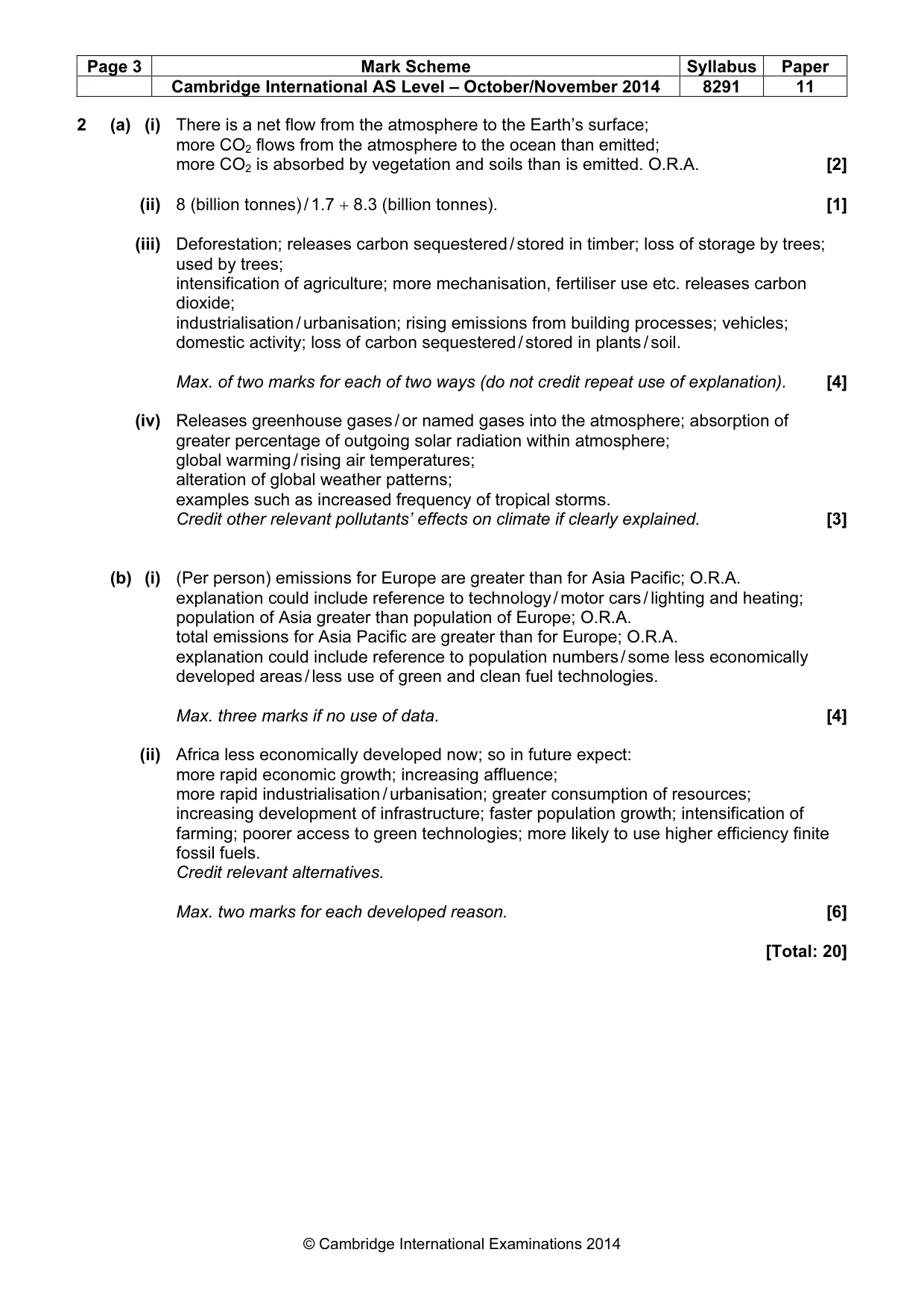 Mark scheme, page 3 of 8
