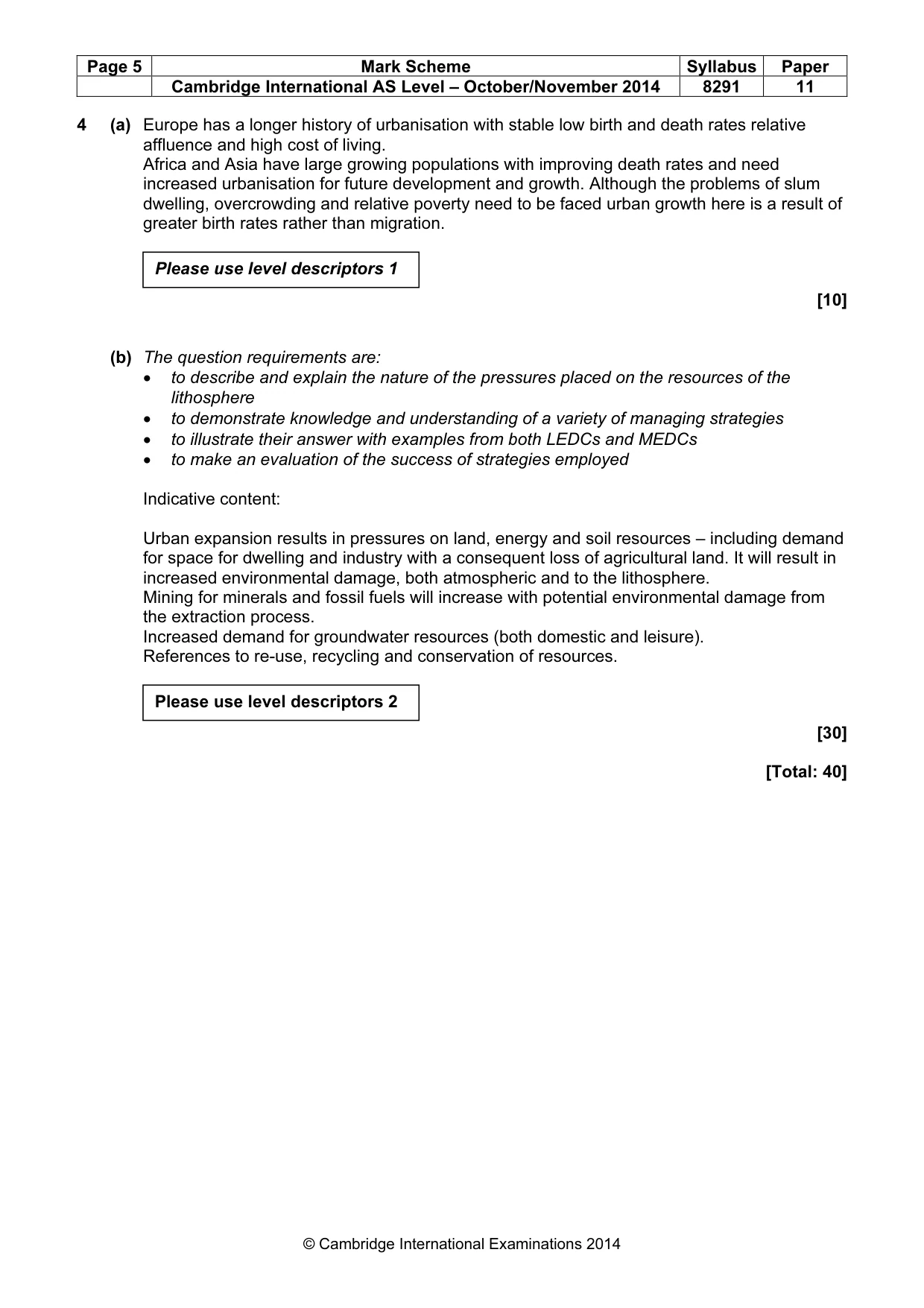 Mark scheme, page 5 of 8