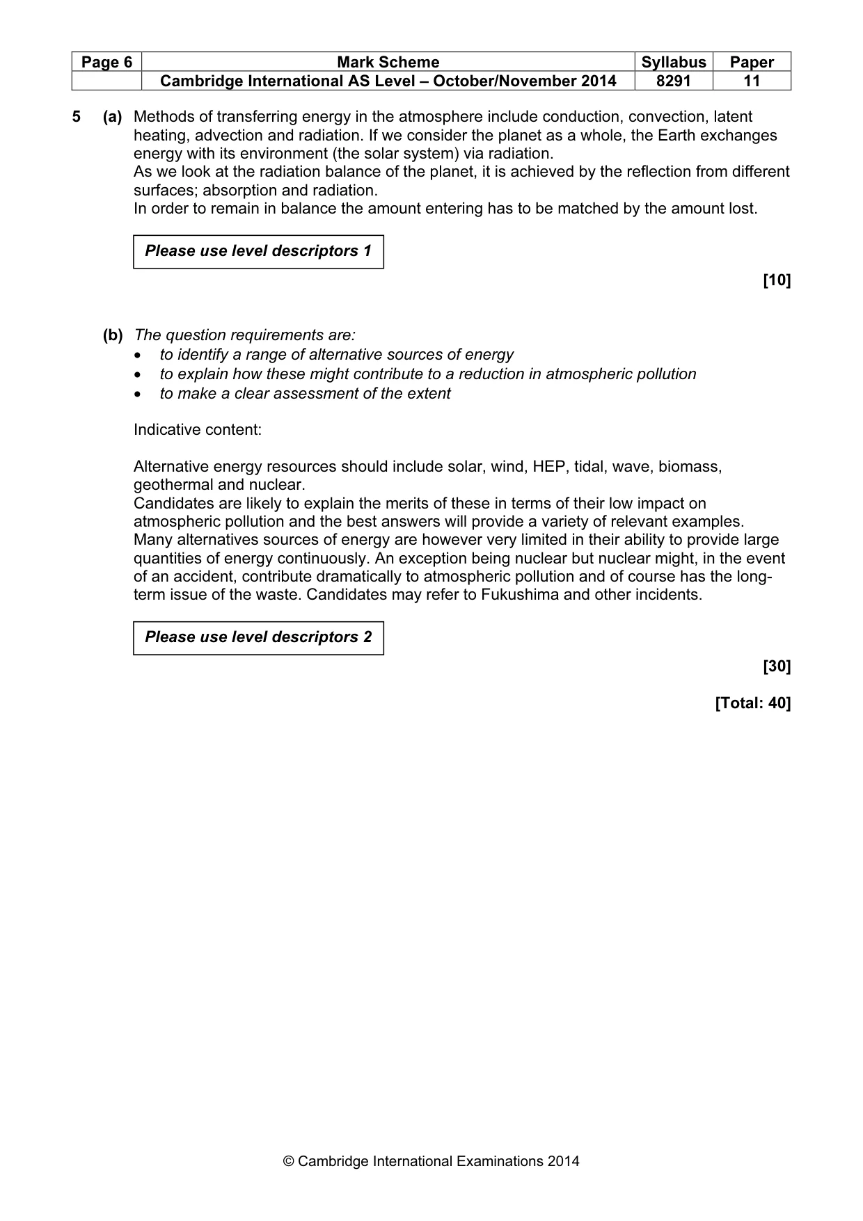 Mark scheme, page 6 of 8
