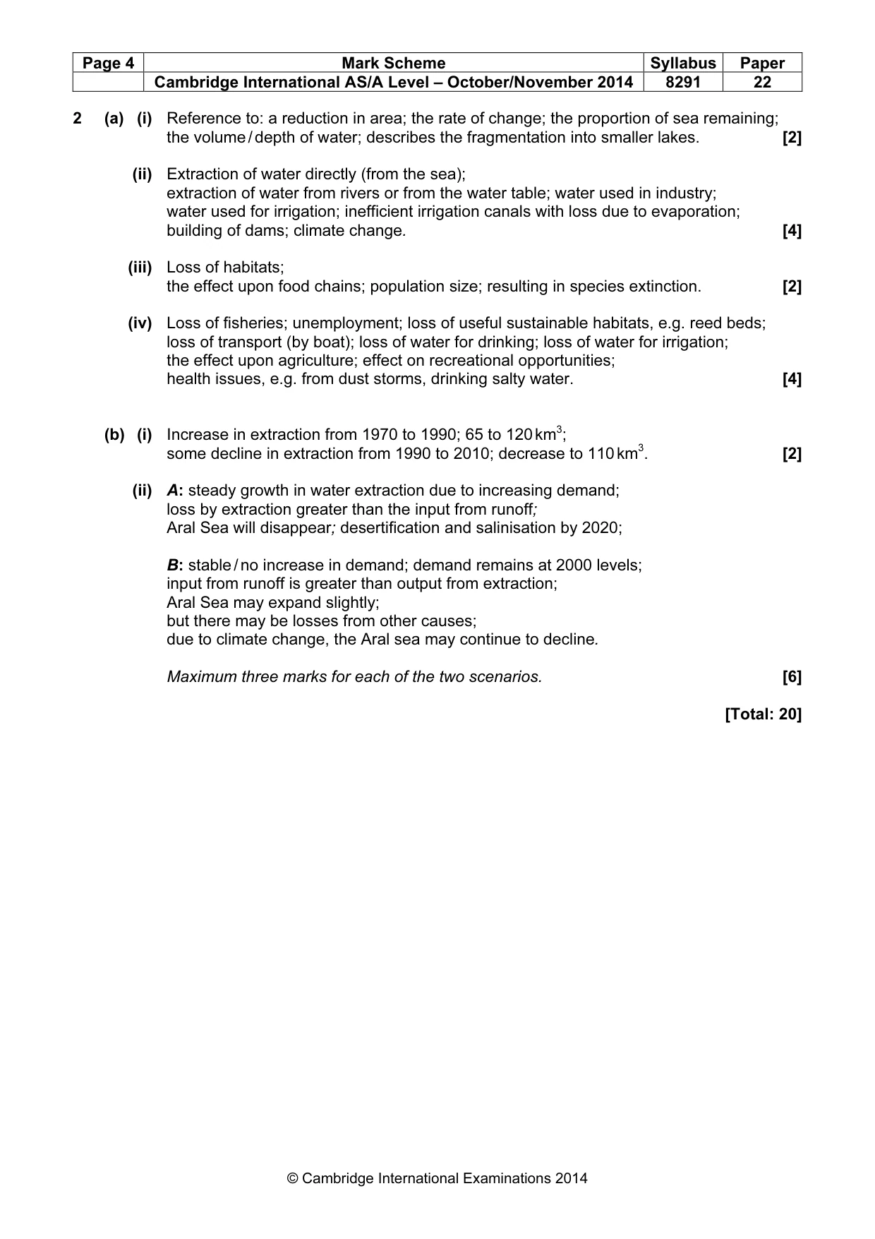 Mark scheme, page 4 of 9