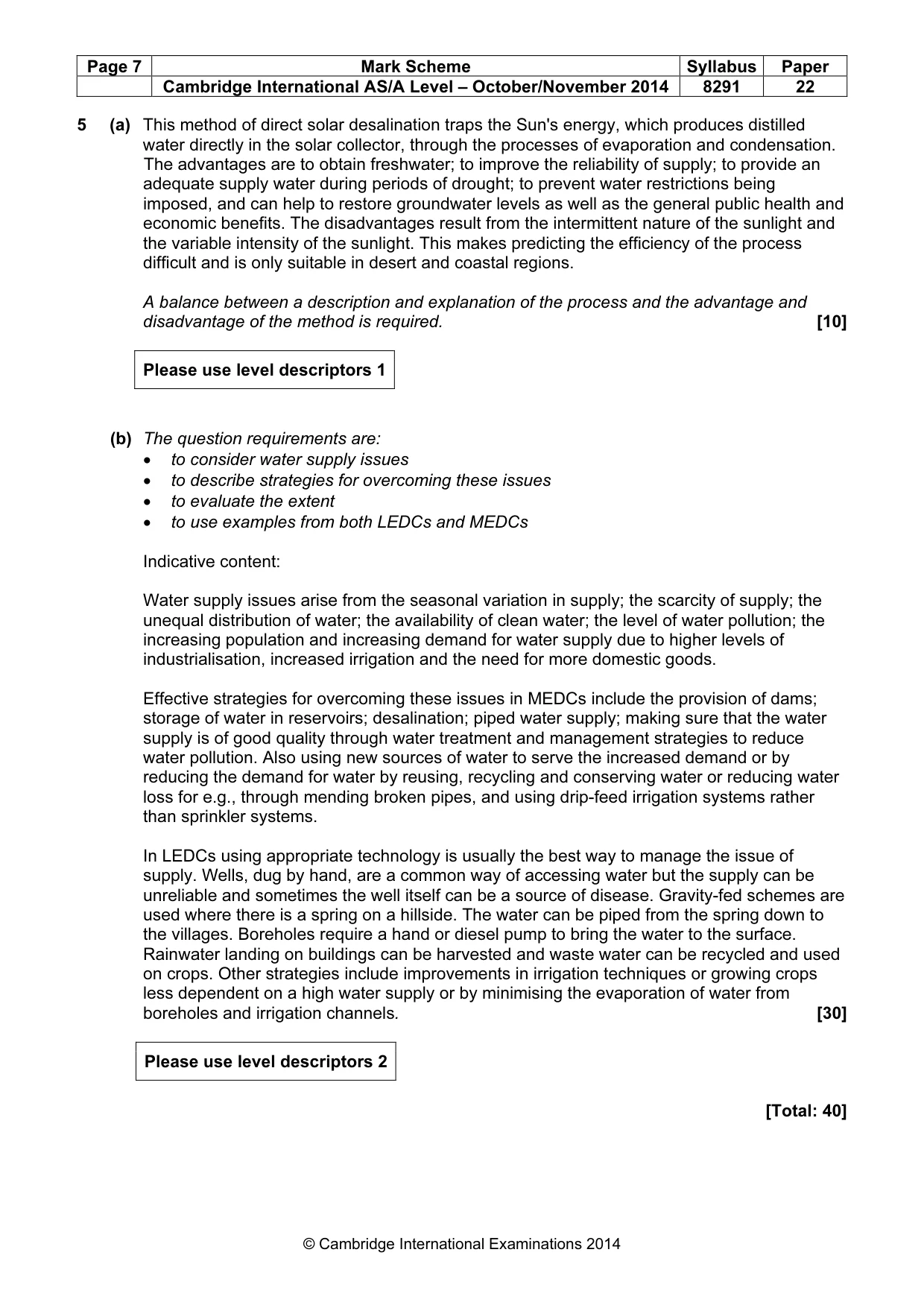 Mark scheme, page 7 of 9