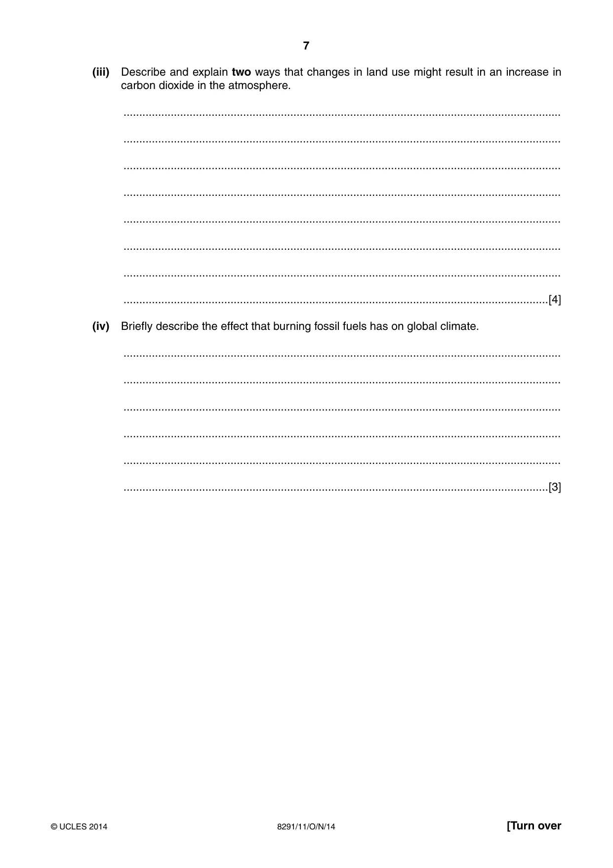 Cambridge A Level Environmental Management (AS only) 8291 2014 Oct/Nov Paper 1 · Variant 1 question paper, page 7 of 12