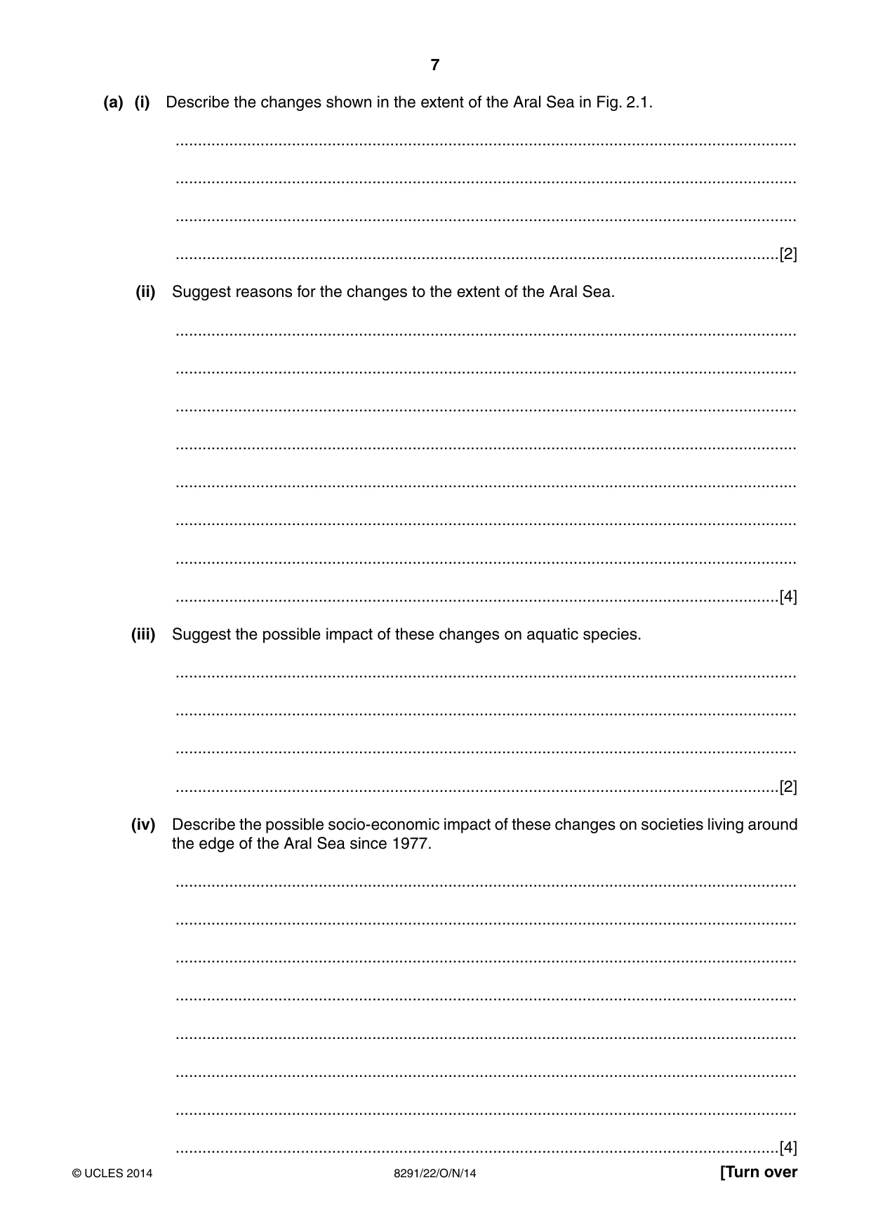 Cambridge A Level Environmental Management (AS only) 8291 2014 Oct/Nov Paper 2 · Variant 2 question paper, page 7 of 16