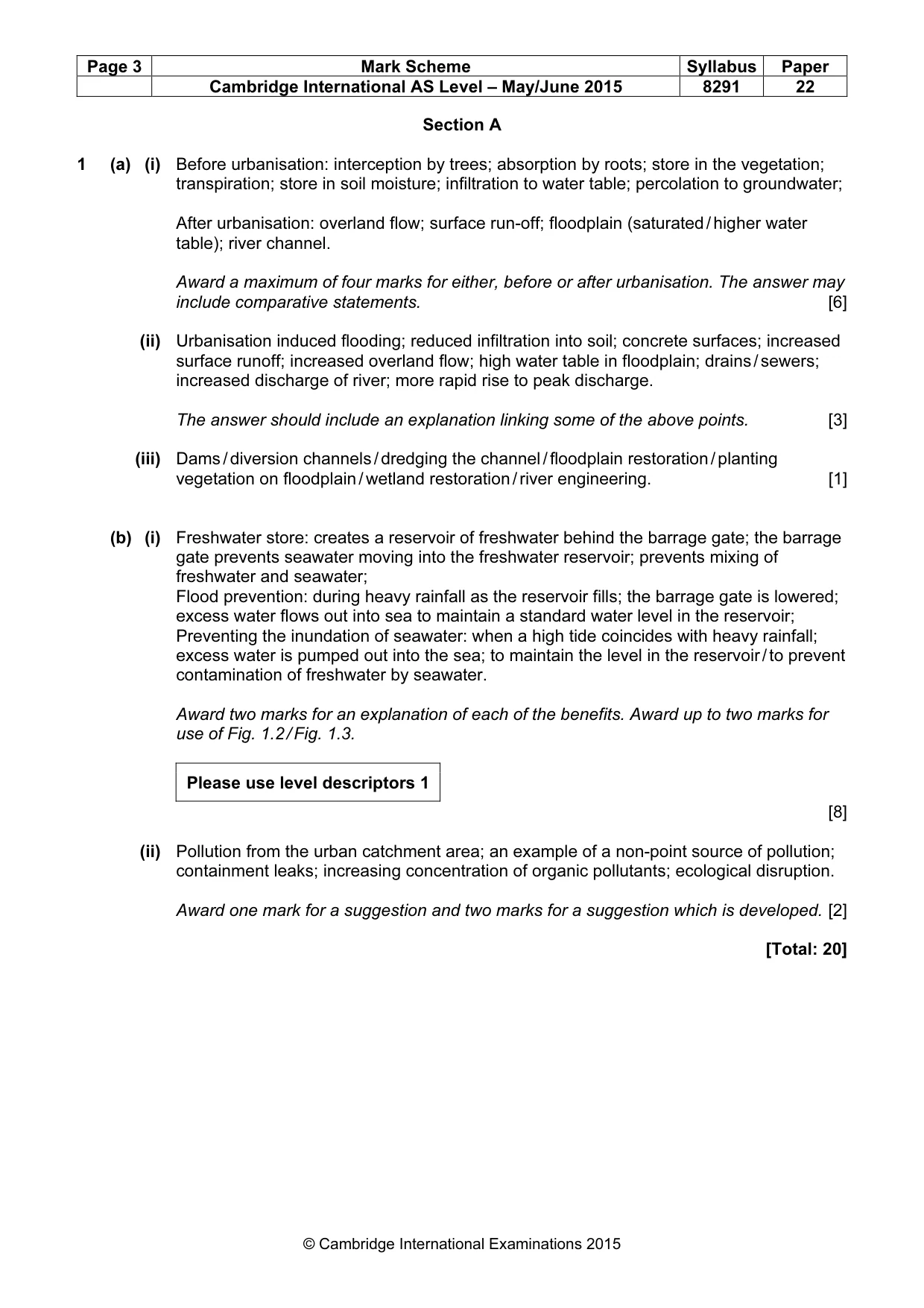 Mark scheme, page 3 of 9