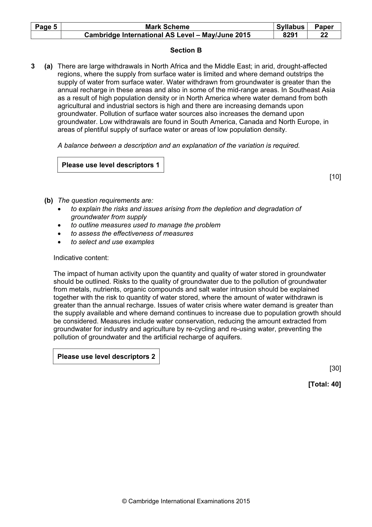 Mark scheme, page 5 of 9
