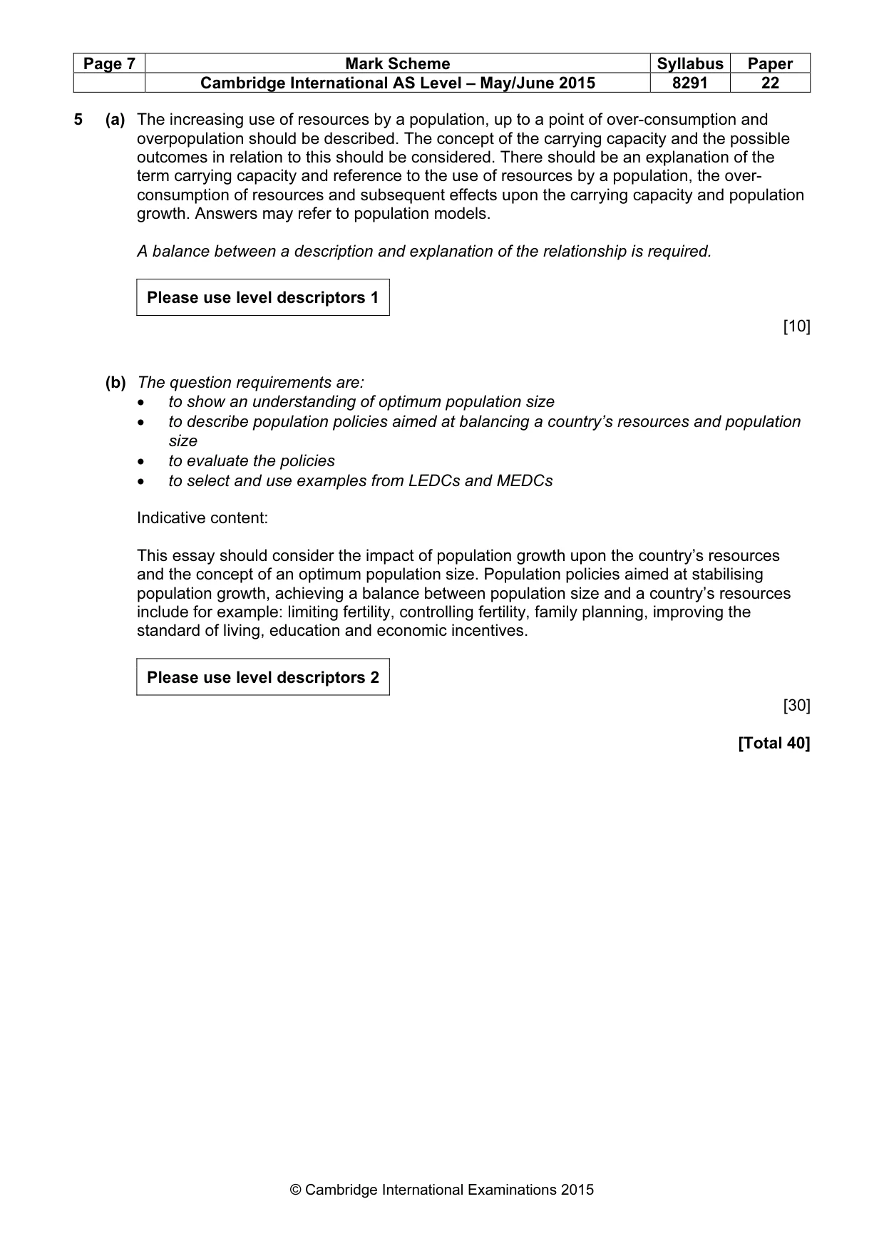 Mark scheme, page 7 of 9