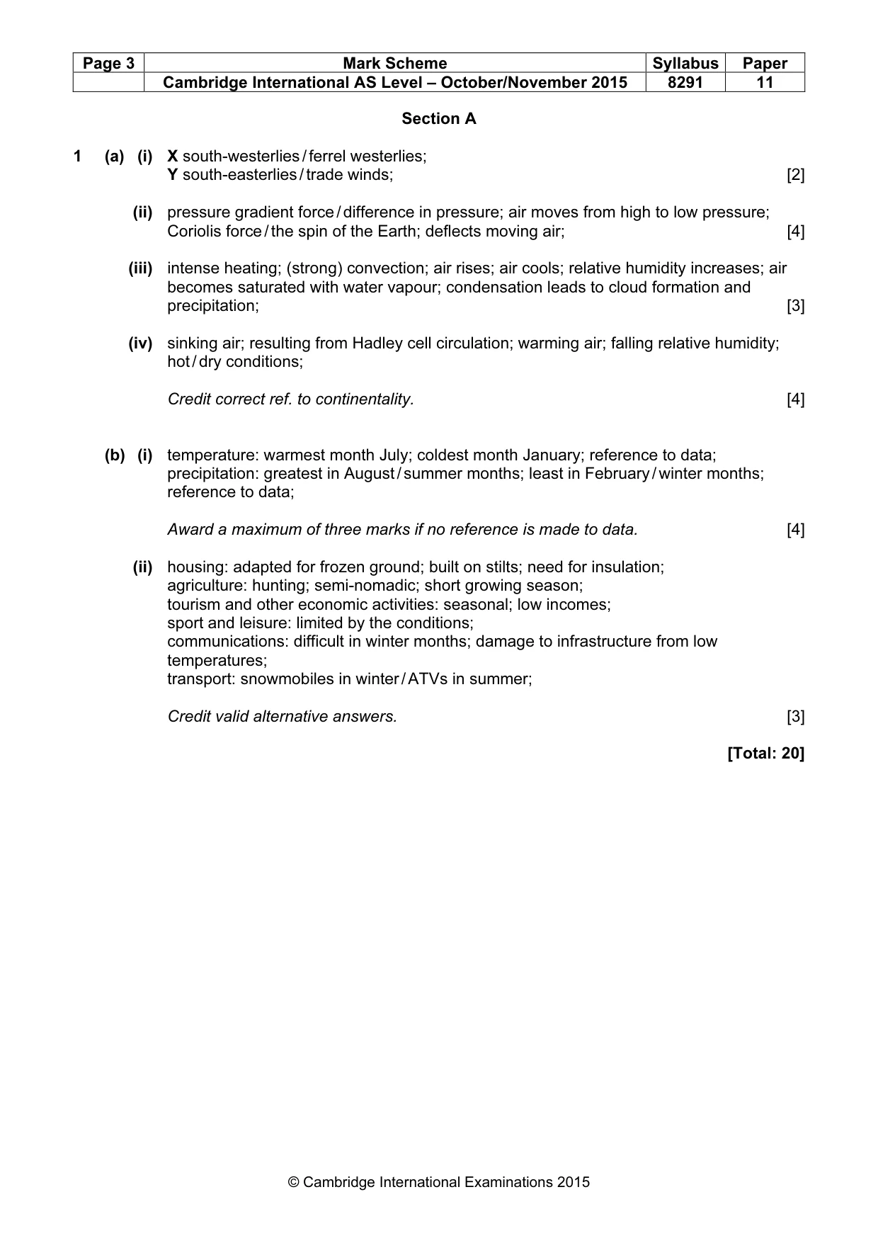 Mark scheme, page 3 of 9