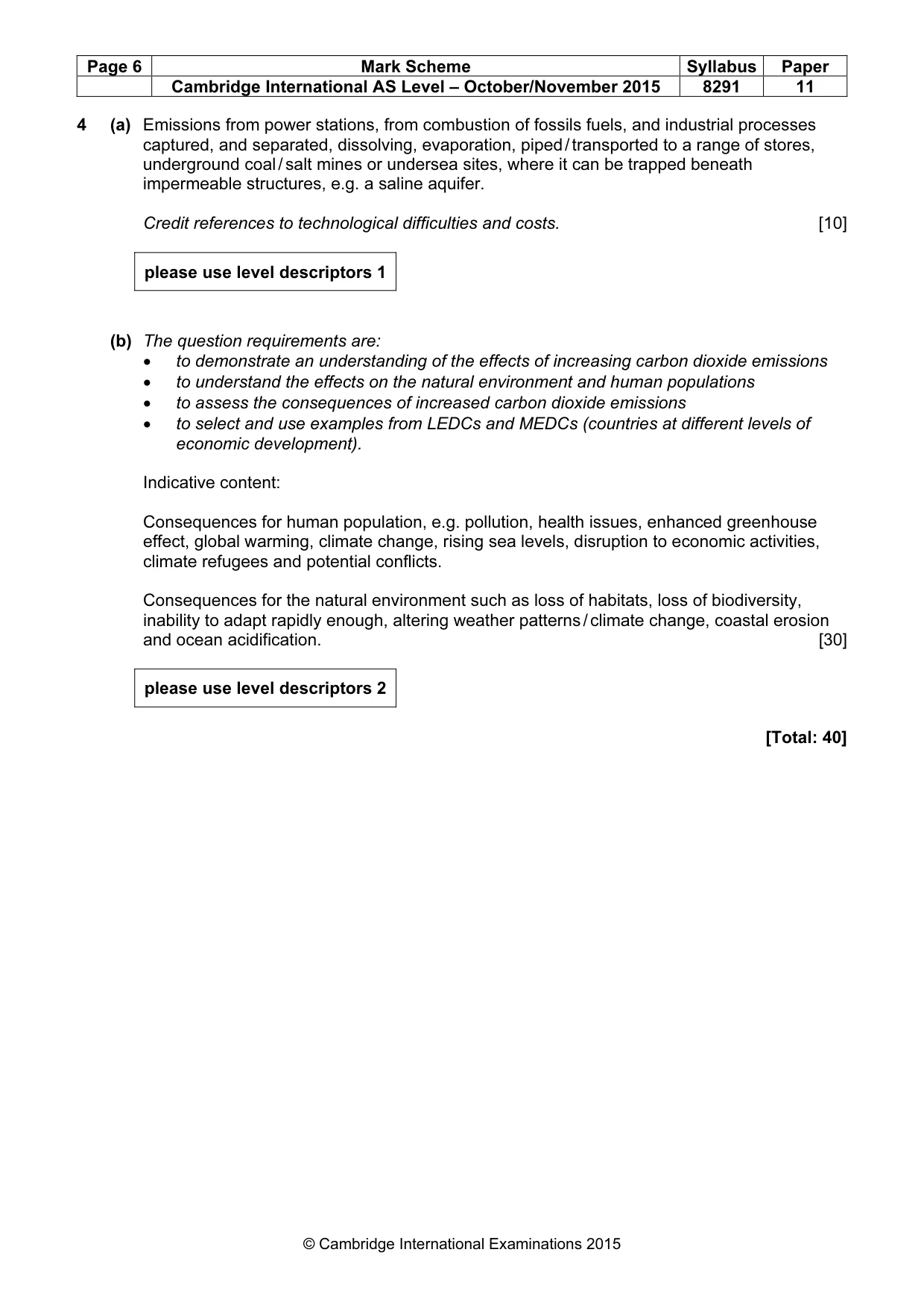 Mark scheme, page 6 of 9