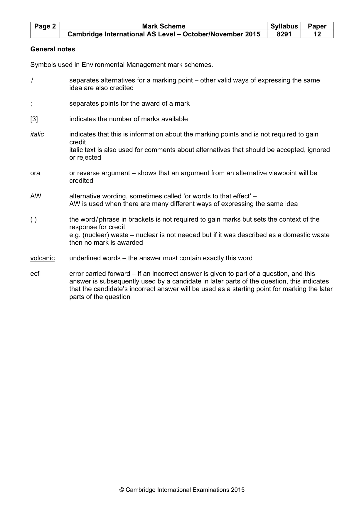 Mark scheme, page 2 of 9