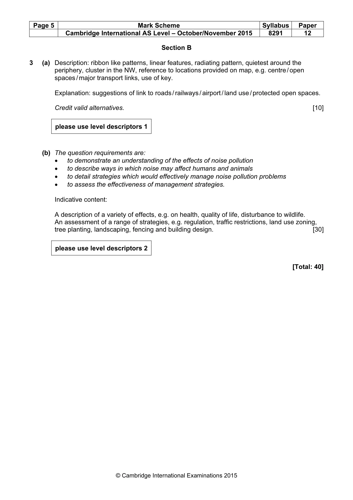 Mark scheme, page 5 of 9