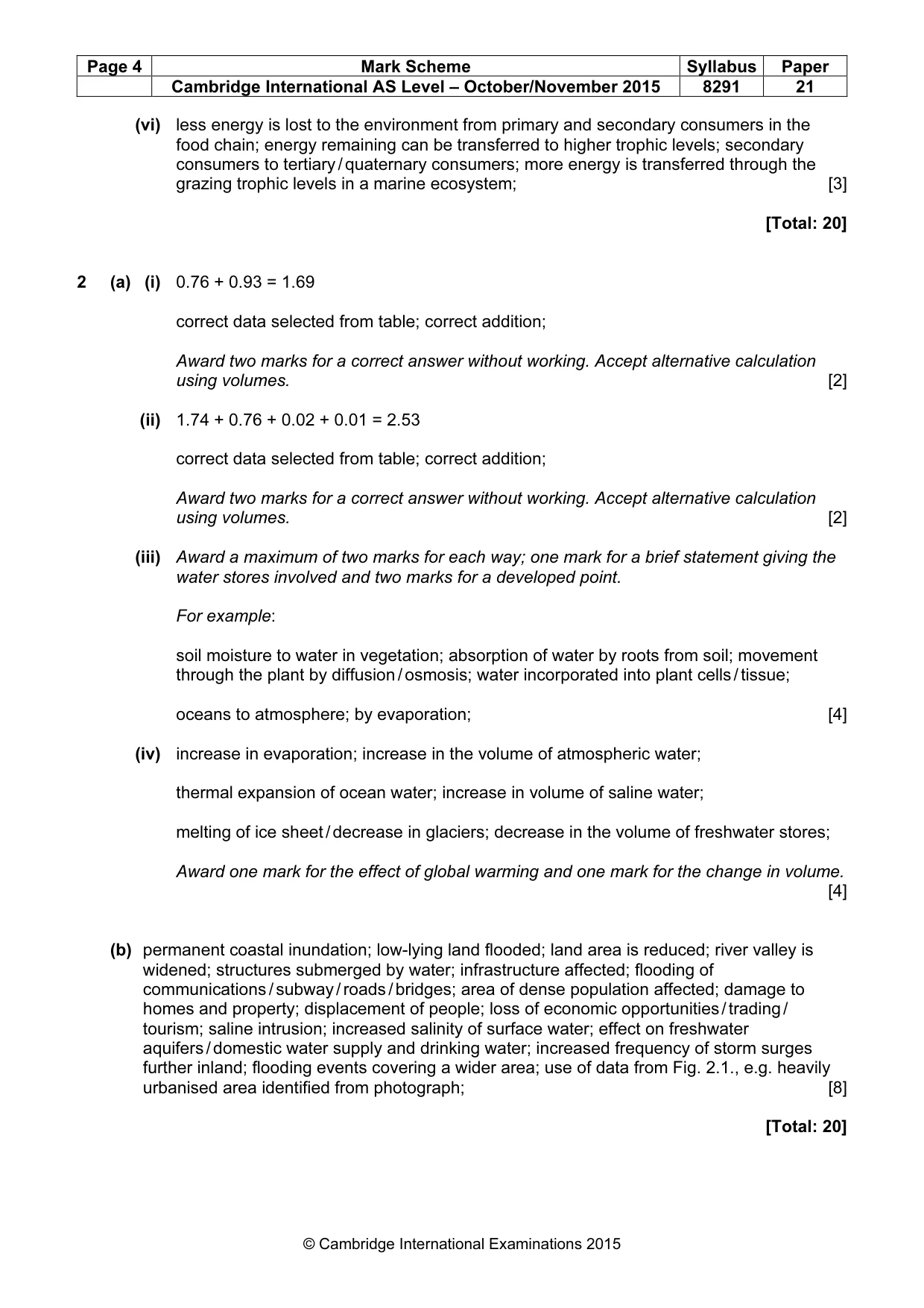 Mark scheme, page 4 of 9