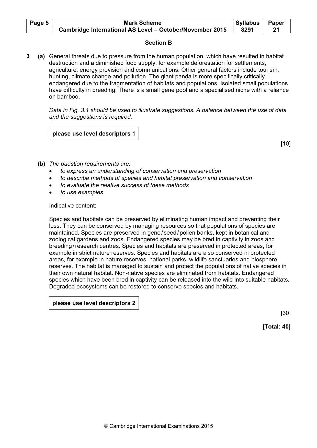 Mark scheme, page 5 of 9