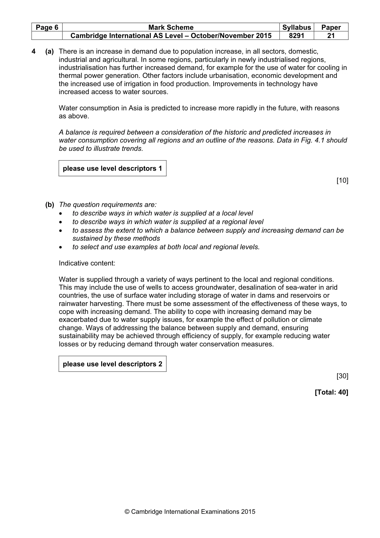 Mark scheme, page 6 of 9