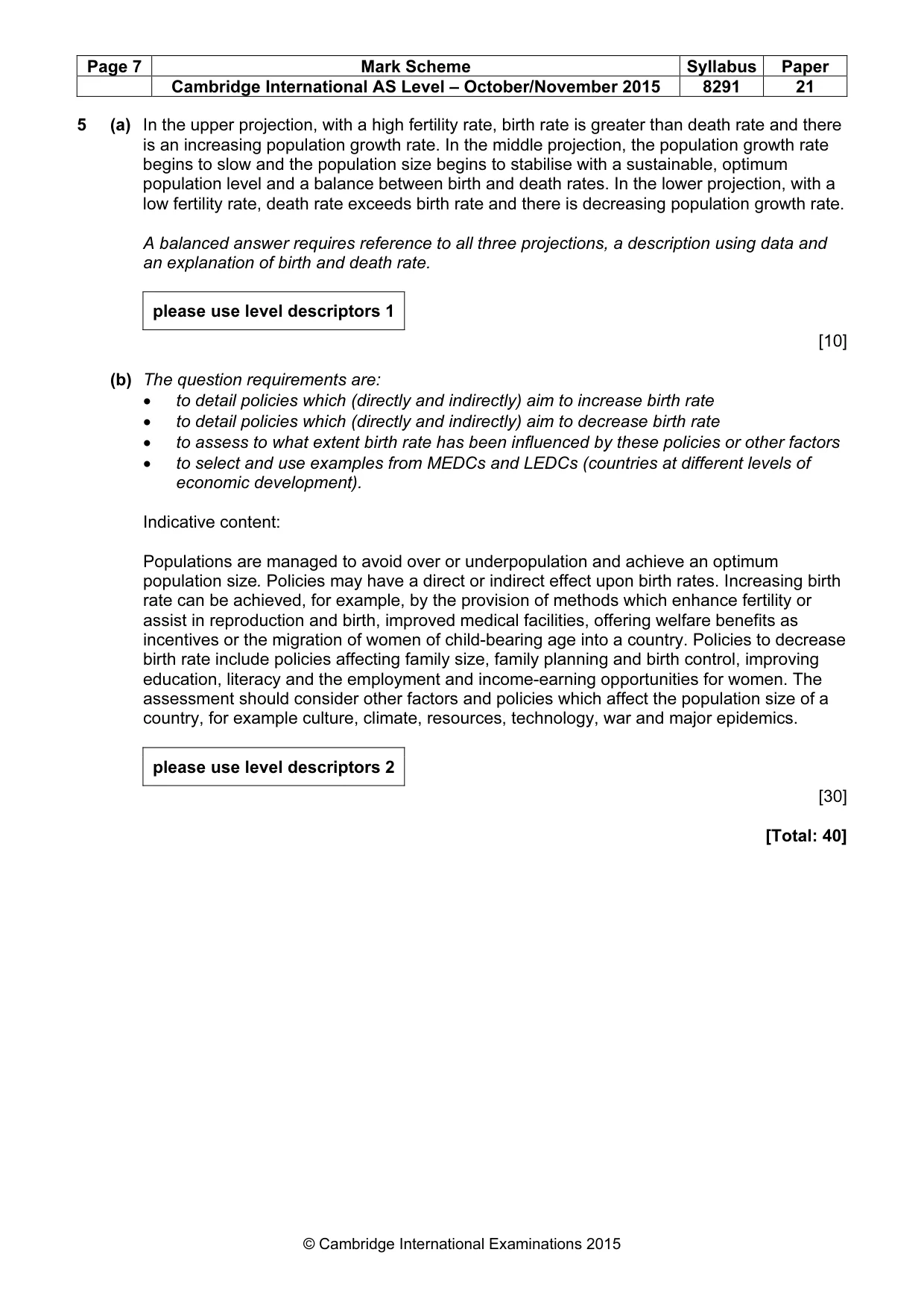 Mark scheme, page 7 of 9