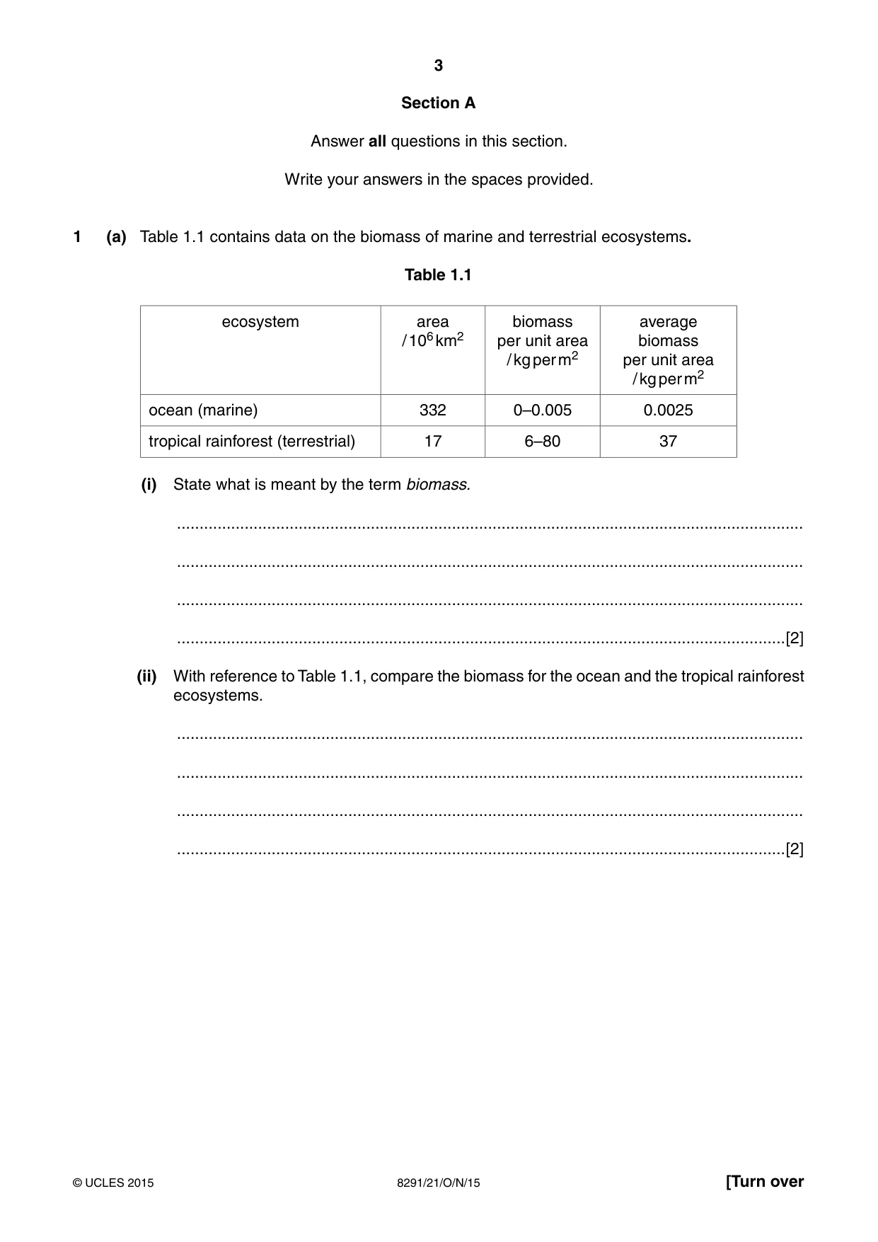 Cambridge A Level Environmental Management (AS only) 8291 2015 Oct/Nov Paper 2 · Variant 1 question paper, page 3 of 16