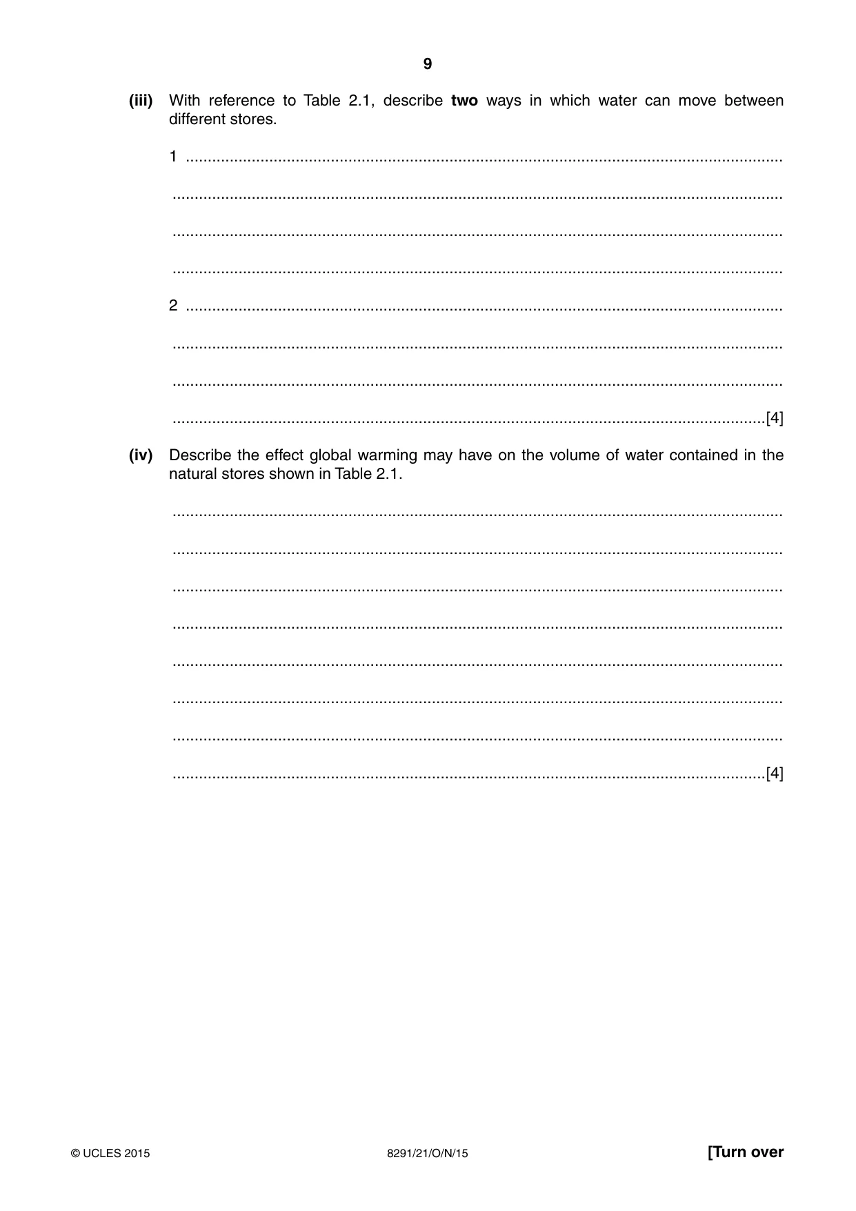 Cambridge A Level Environmental Management (AS only) 8291 2015 Oct/Nov Paper 2 · Variant 1 question paper, page 9 of 16