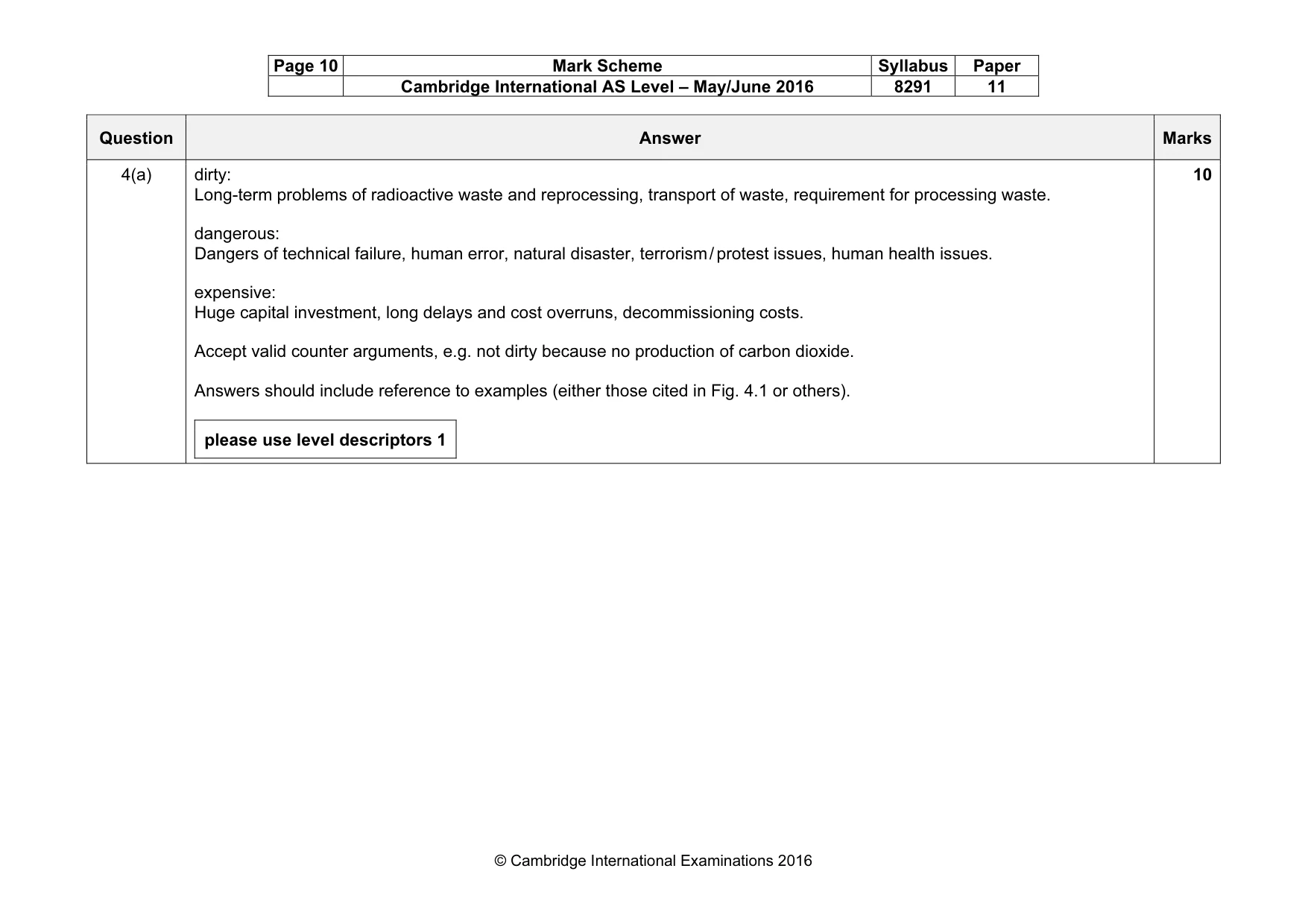 Mark scheme, page 10 of 16
