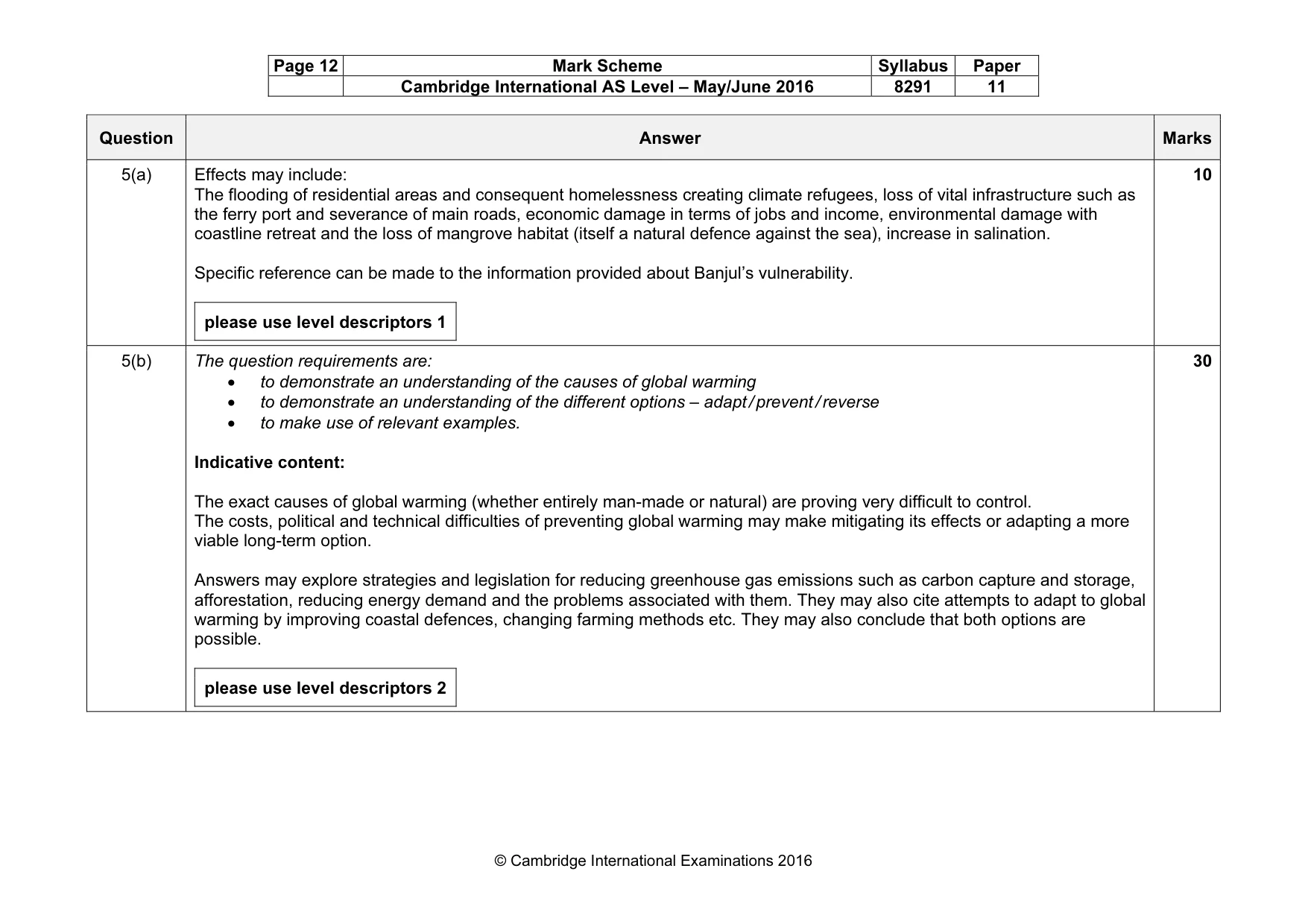 Mark scheme, page 12 of 16