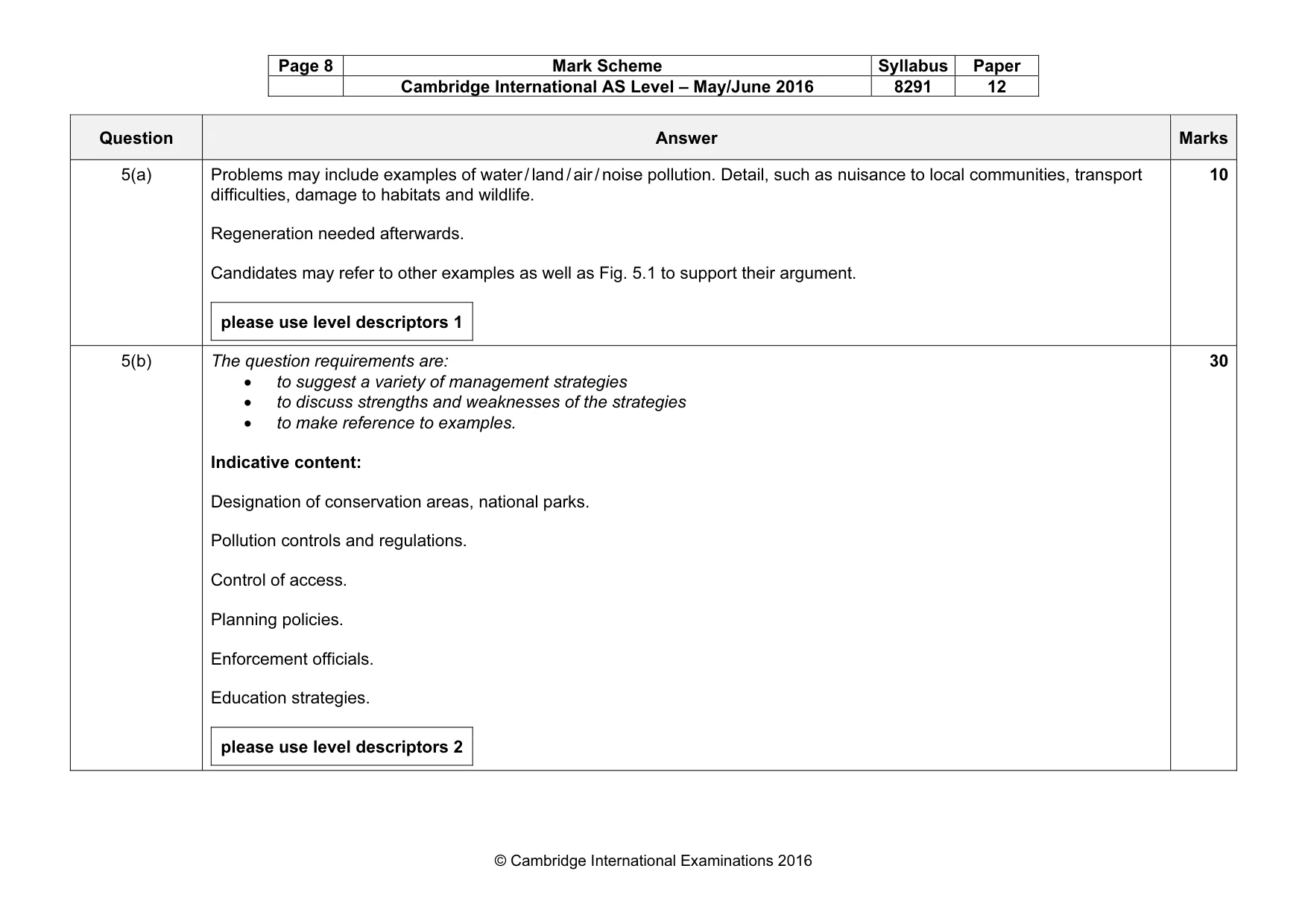 Mark scheme, page 8 of 12