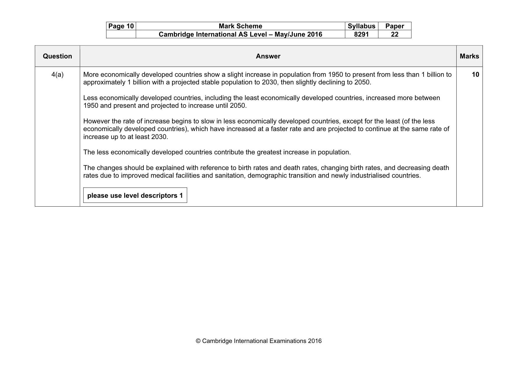 Mark scheme, page 10 of 17
